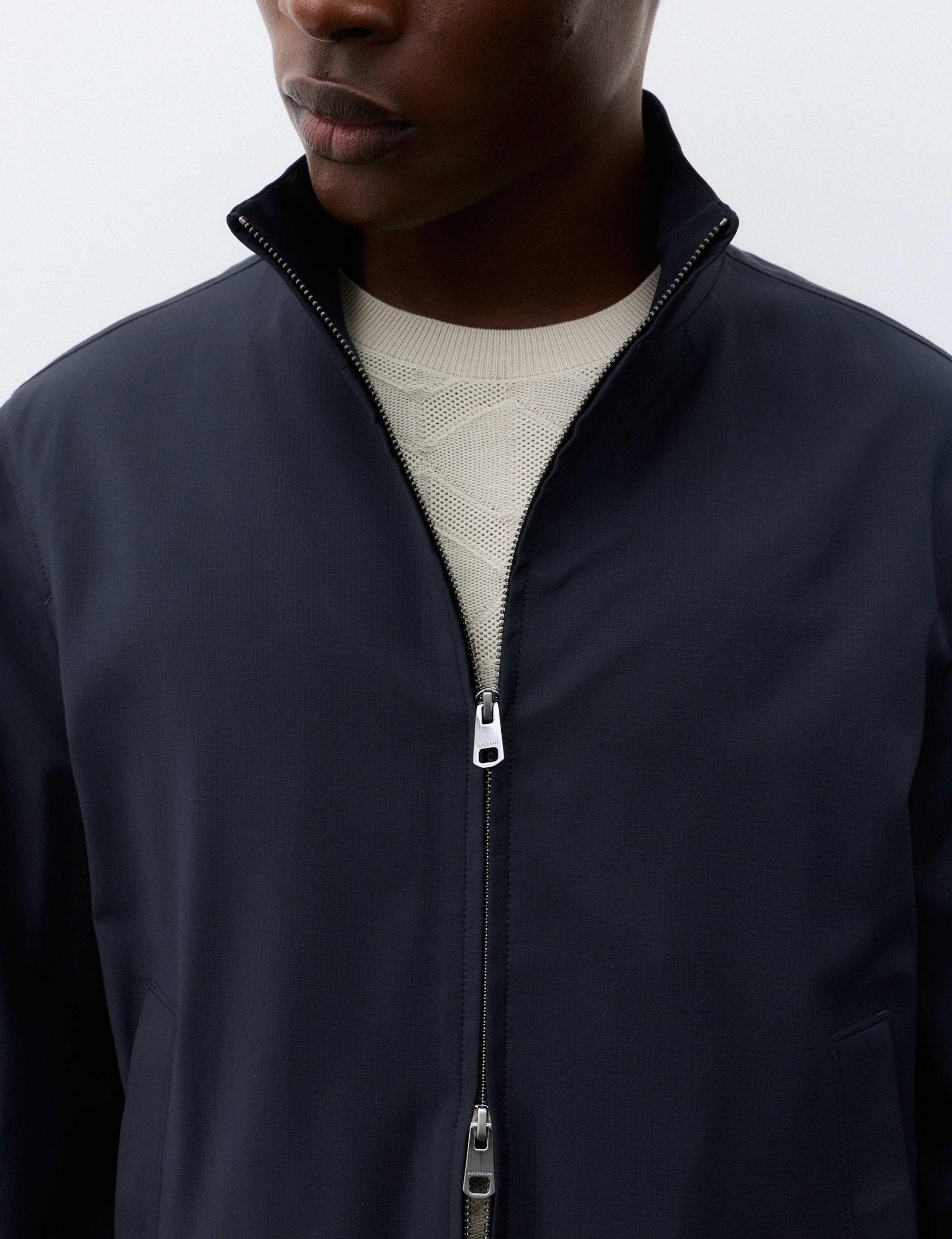 Wool Blend Funnel Neck Harrington Jacket 7 of 7