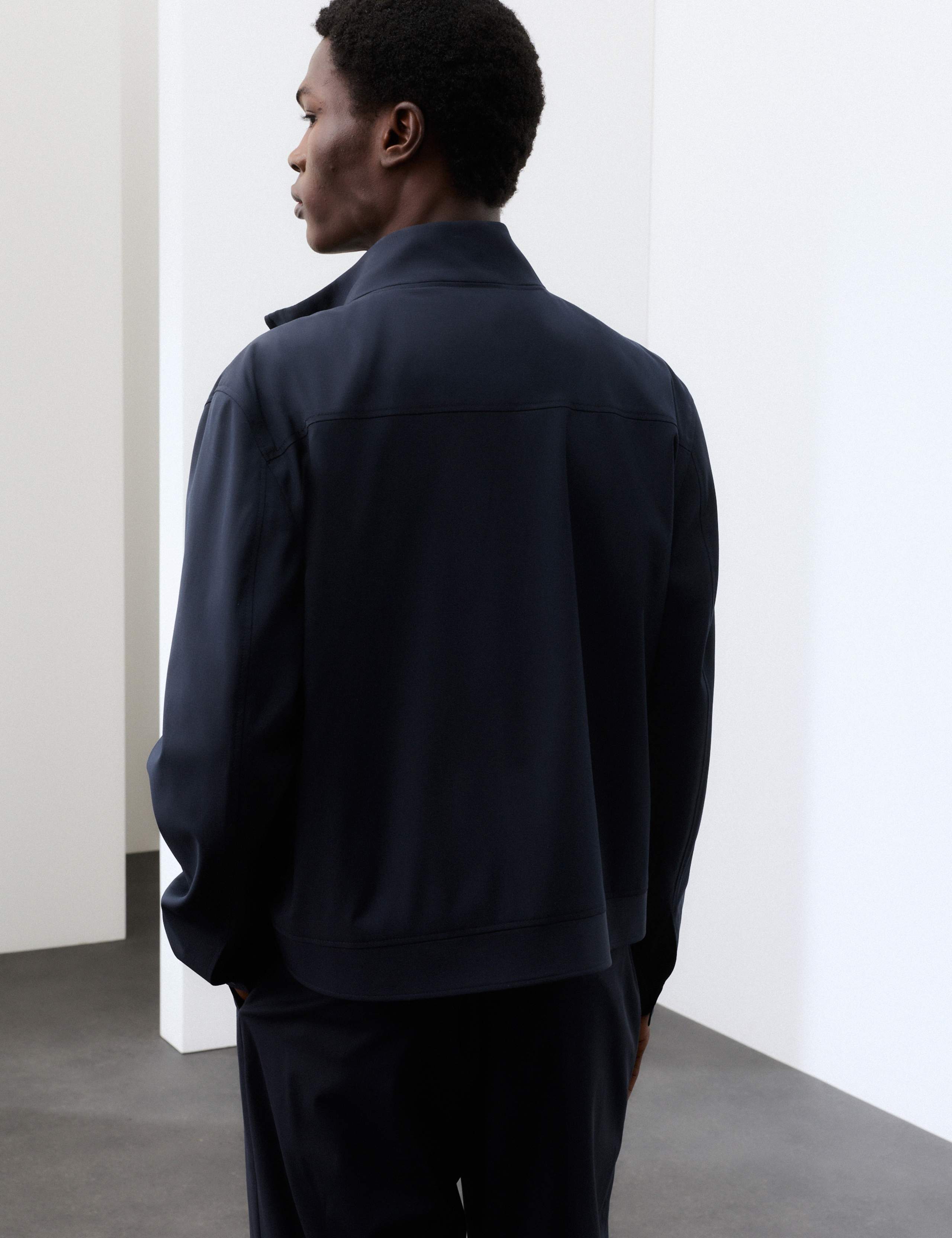 Wool Blend Funnel Neck Harrington Jacket 3 of 7