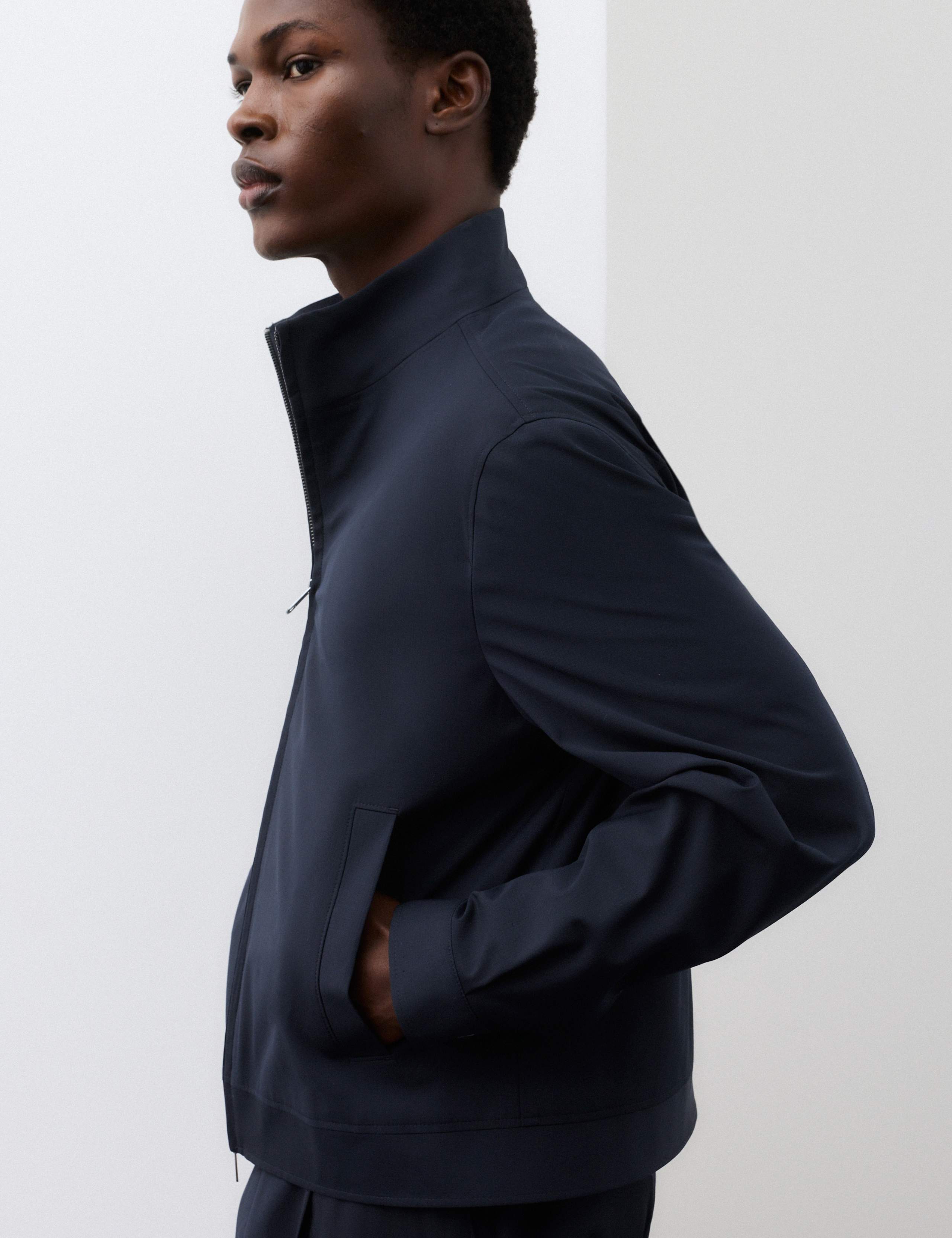Wool Blend Funnel Neck Harrington Jacket 4 of 7