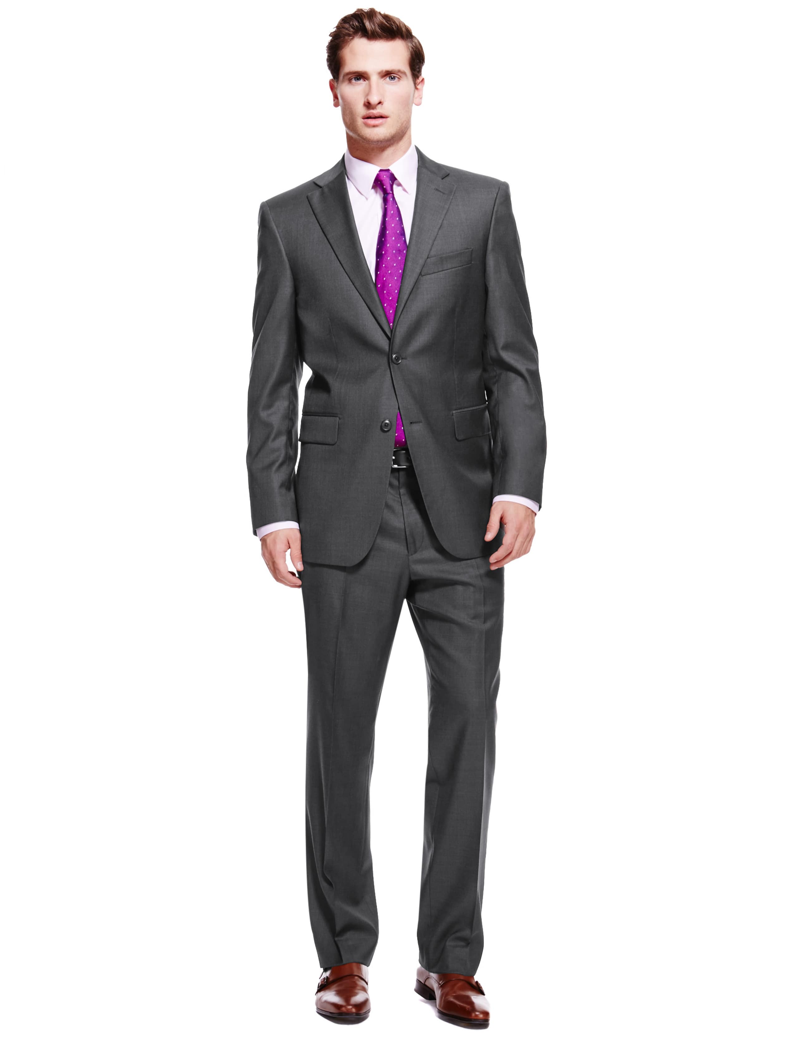 Charcoal Textured Regular Fit Single Breasted Jacket 1 of 8