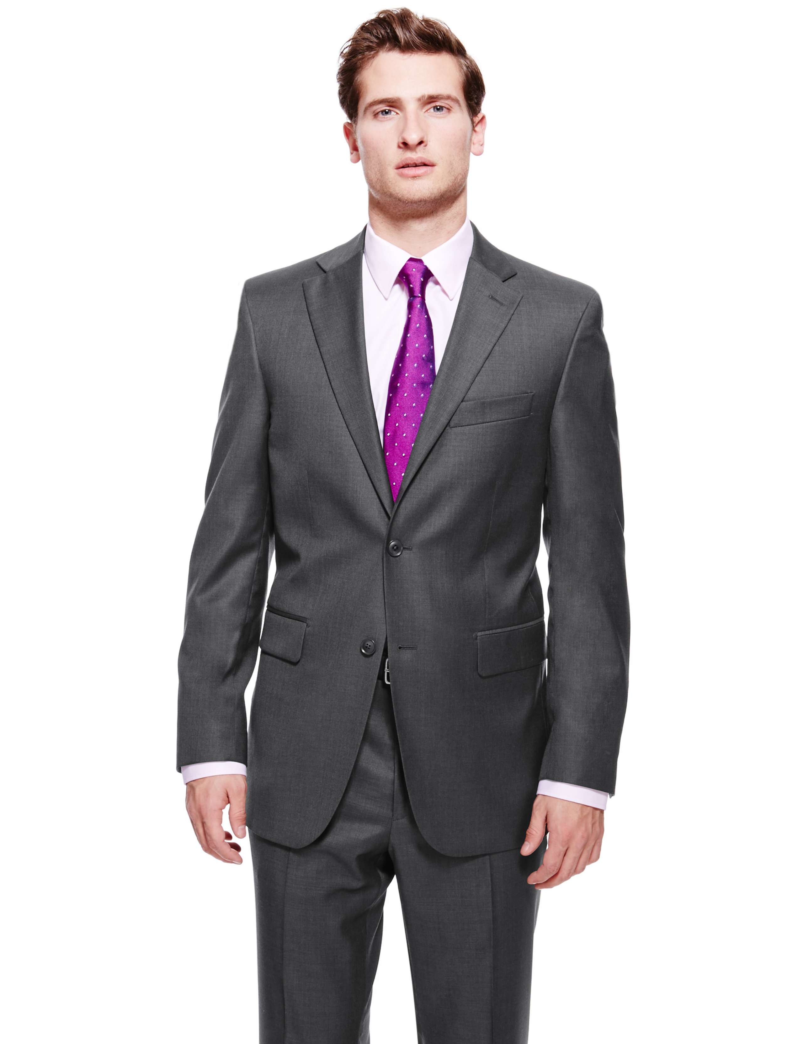 Charcoal Textured Regular Fit Single Breasted Jacket 3 of 8