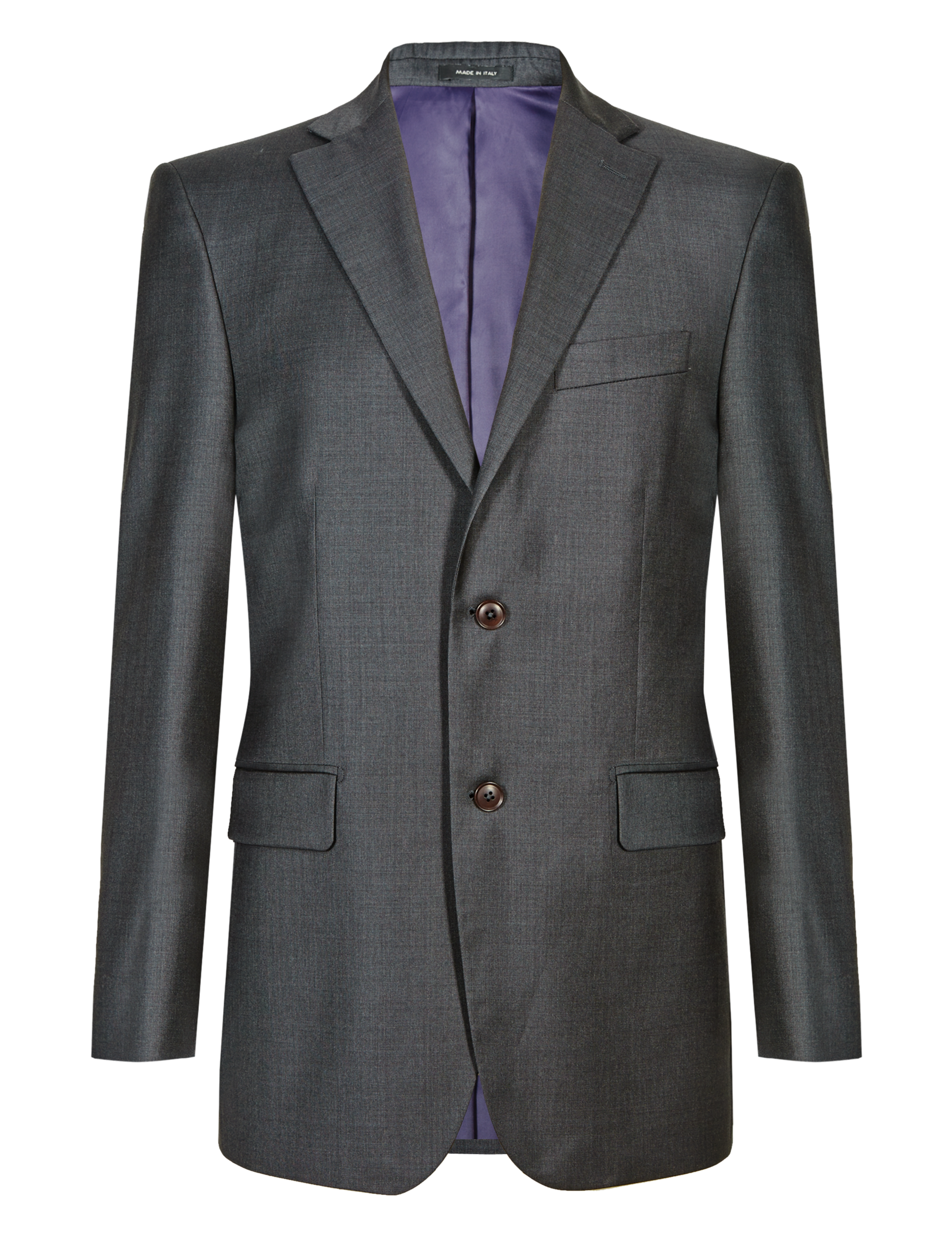 Charcoal Textured Regular Fit Single Breasted Jacket 2 of 8