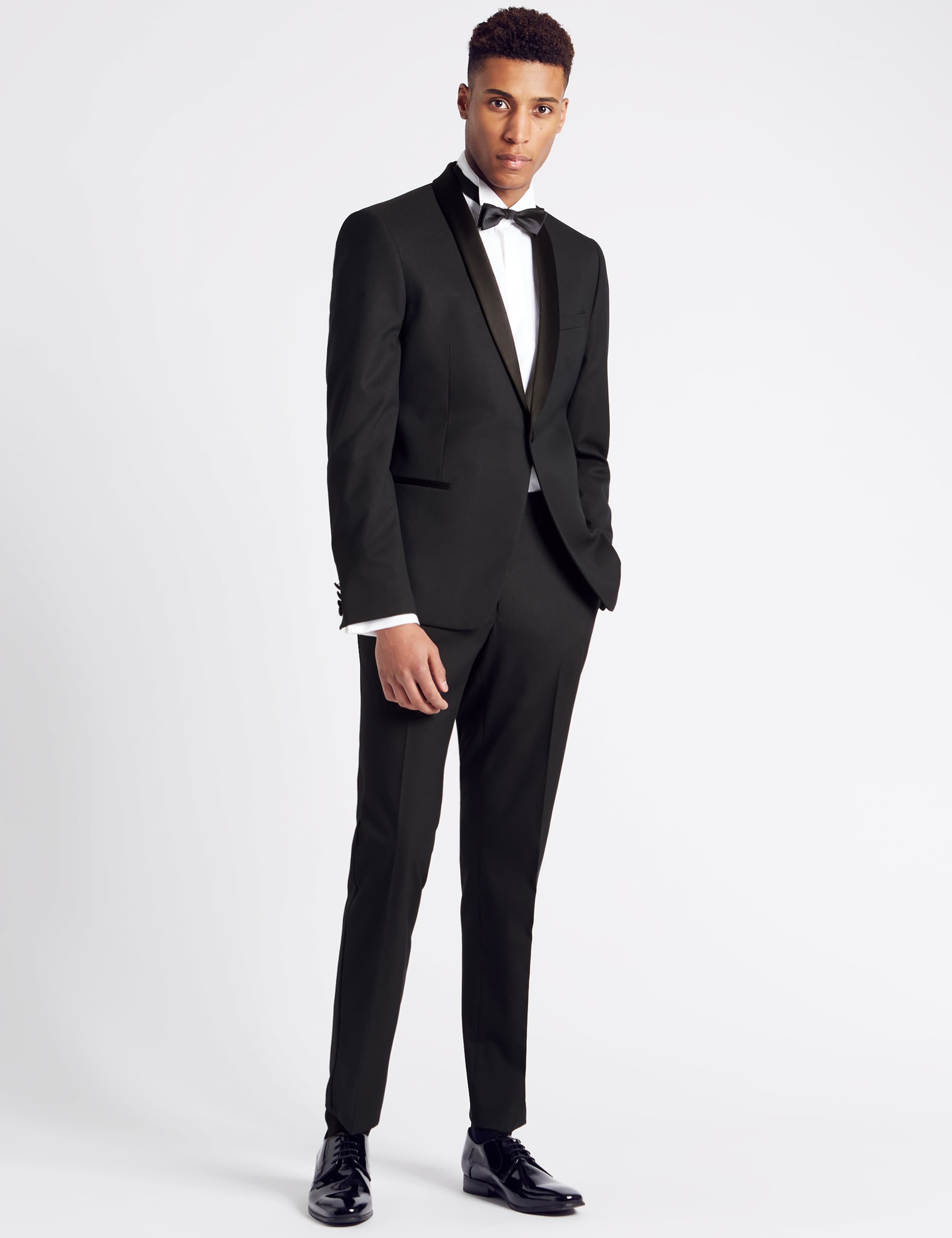 Navy Textured Slim Fit Trousers 6 of 6