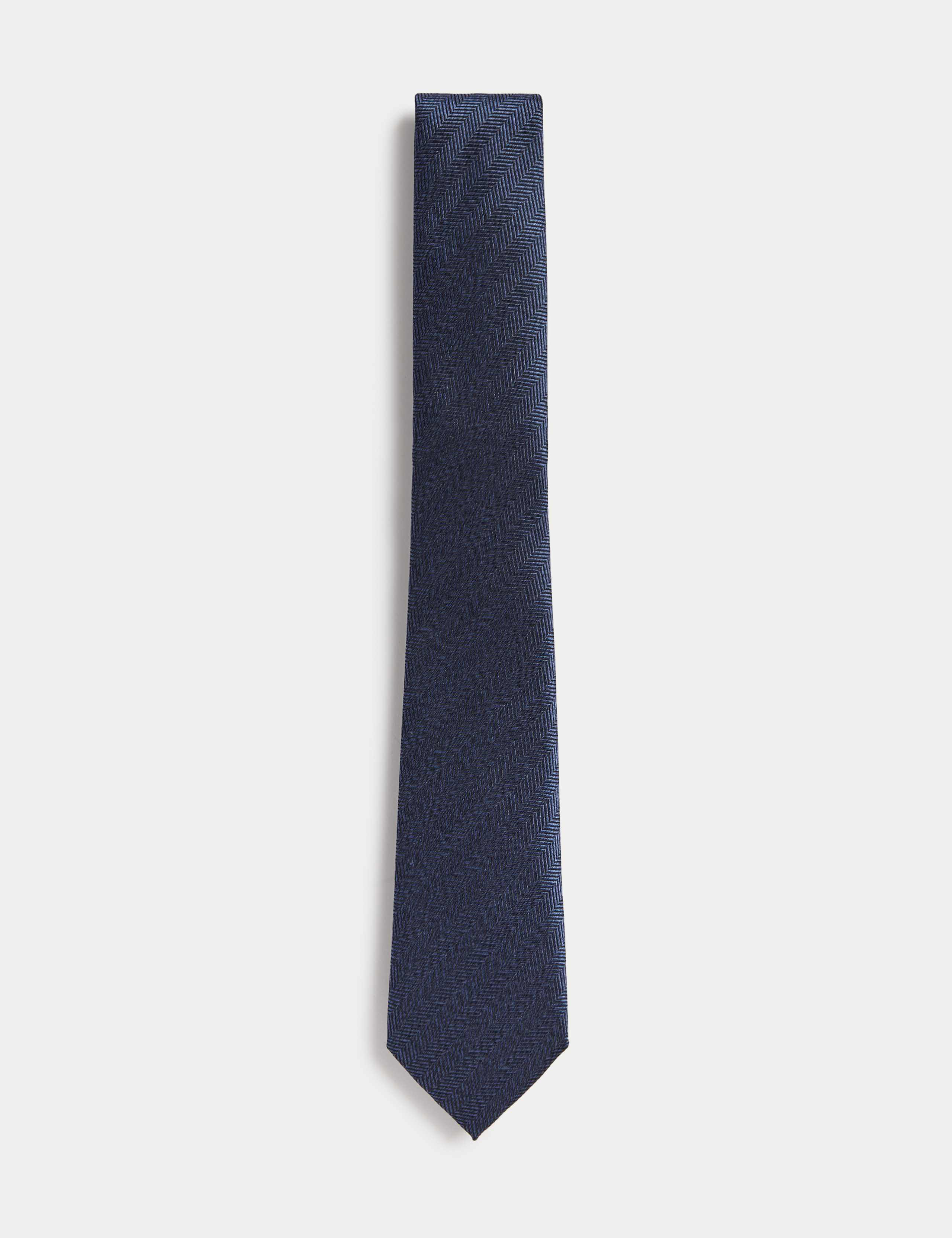 Slim Herringbone Italian Pure Silk Tie 1 of 3