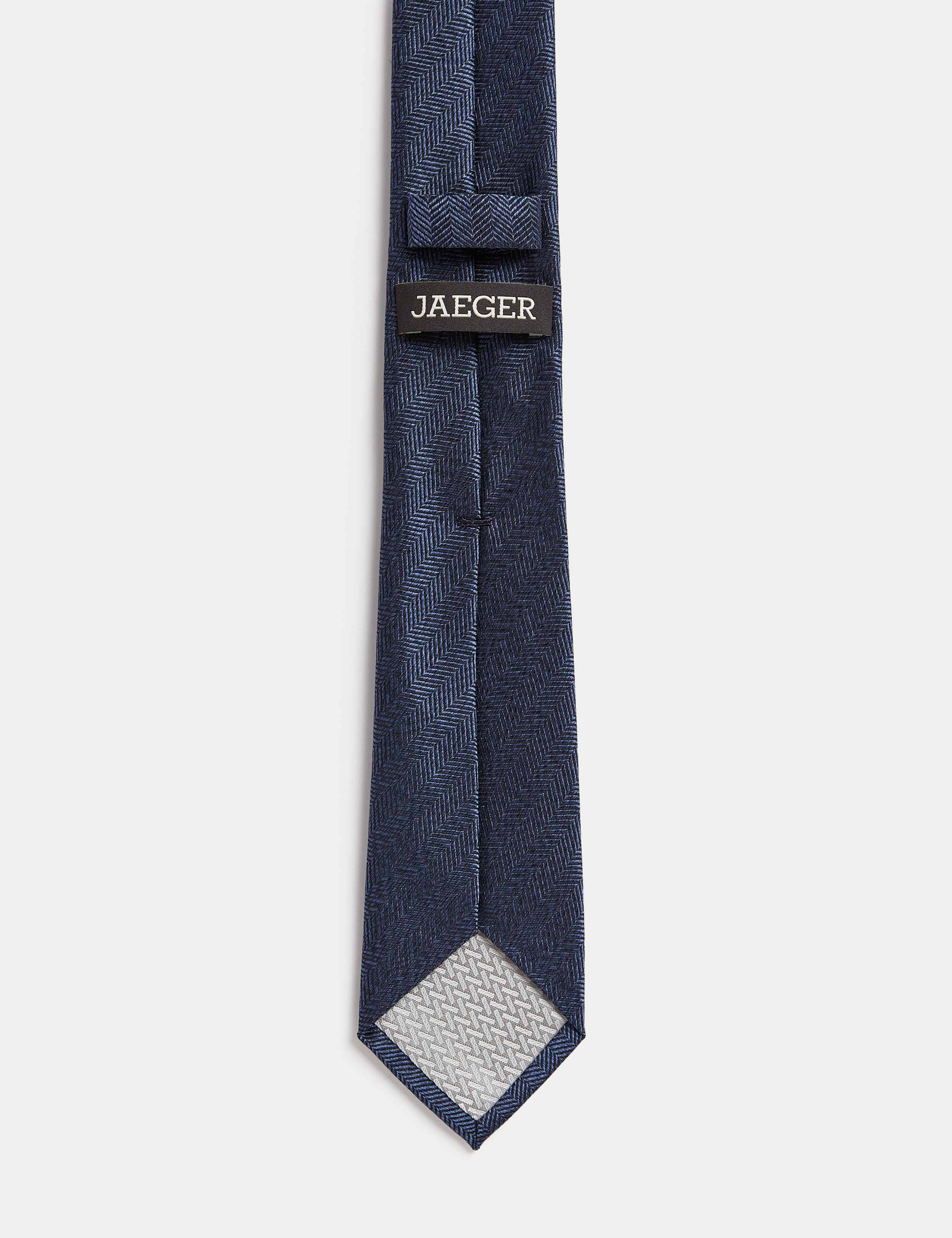 Slim Herringbone Italian Pure Silk Tie 2 of 3