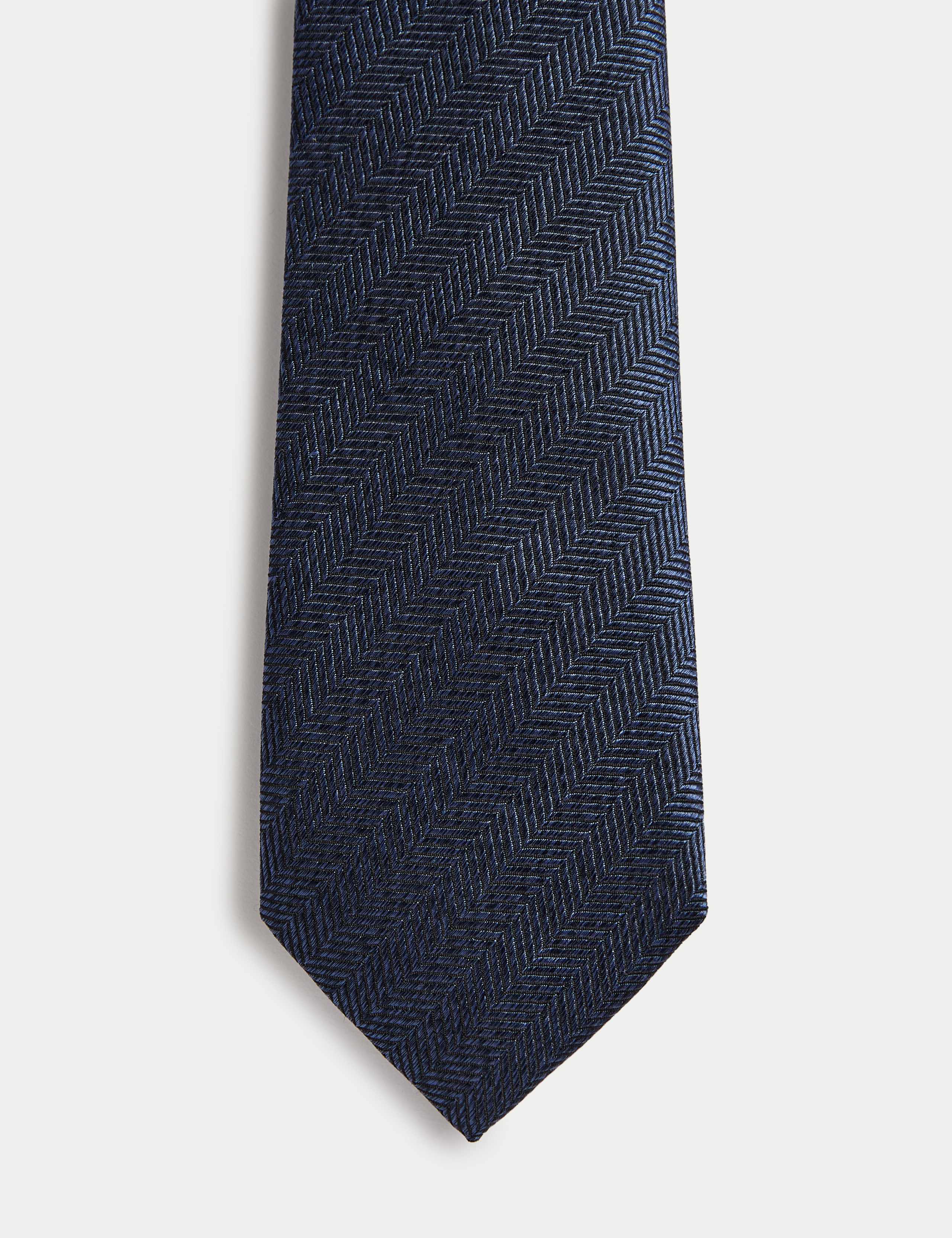 Slim Herringbone Italian Pure Silk Tie 3 of 3