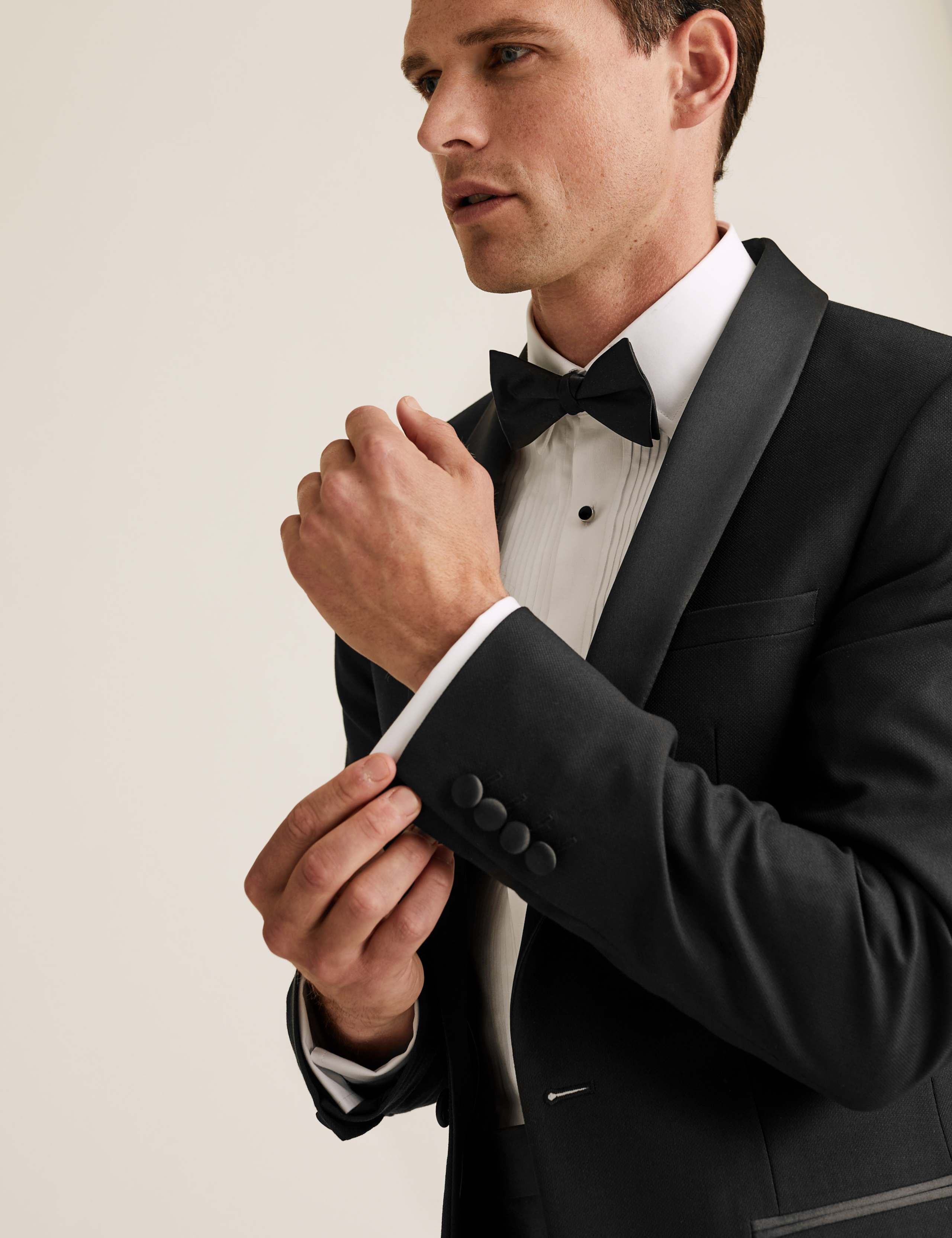 Big & Tall Black Textured Slim Fit Jacket 1 of 8