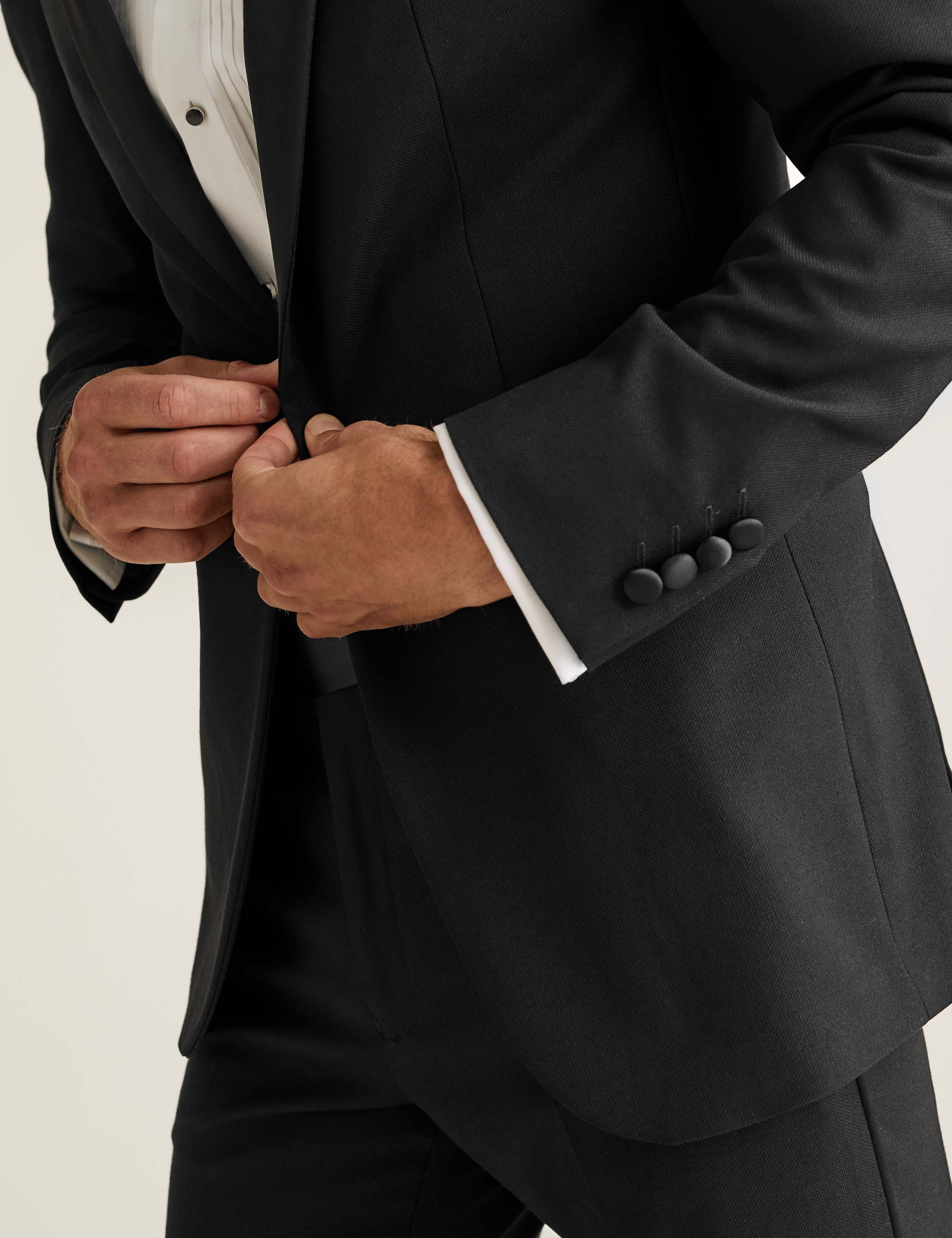 Big & Tall Black Textured Slim Fit Jacket 5 of 8