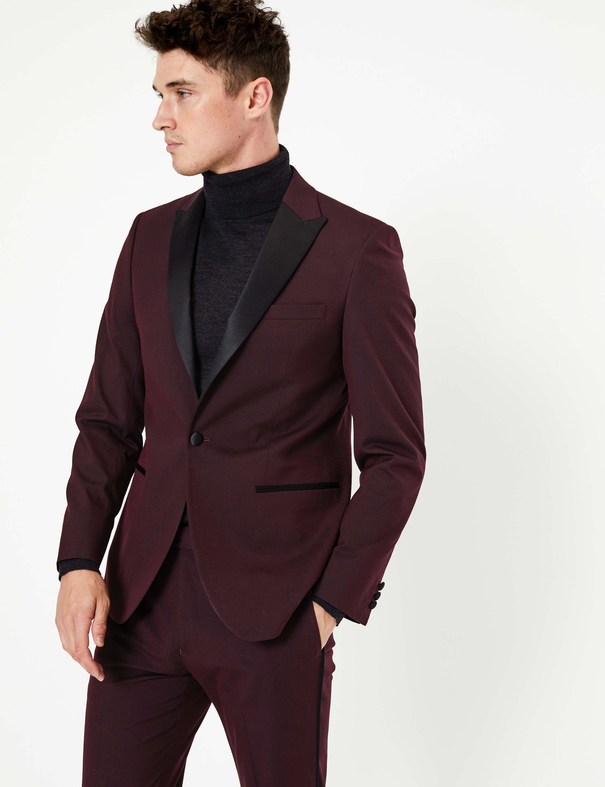 Burgundy Slim Fit Dinner Jacket 6 of 8