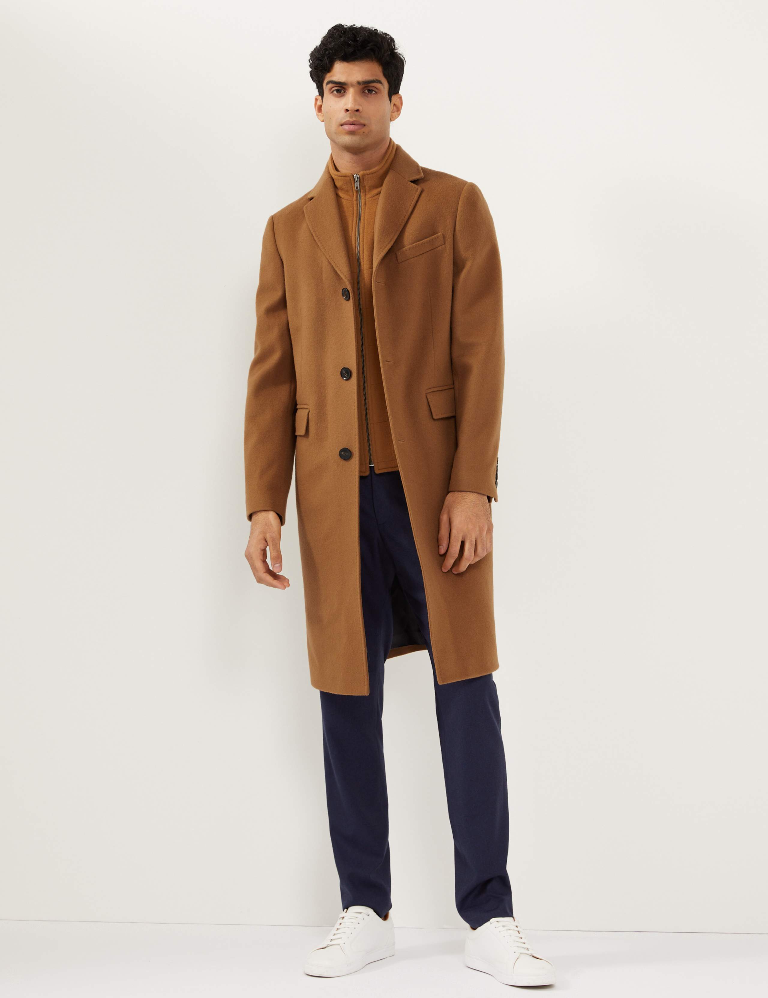 Italian Wool with Cashmere Overcoat with Zip Out Bib 1 of 13