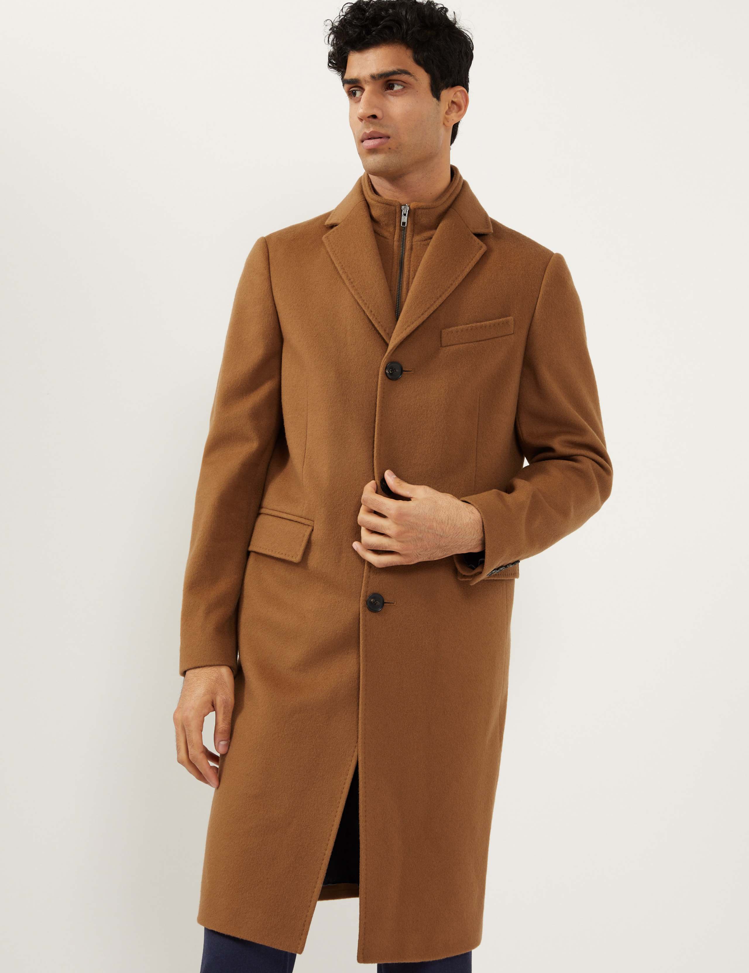 Italian Wool with Cashmere Overcoat with Zip Out Bib 3 of 13