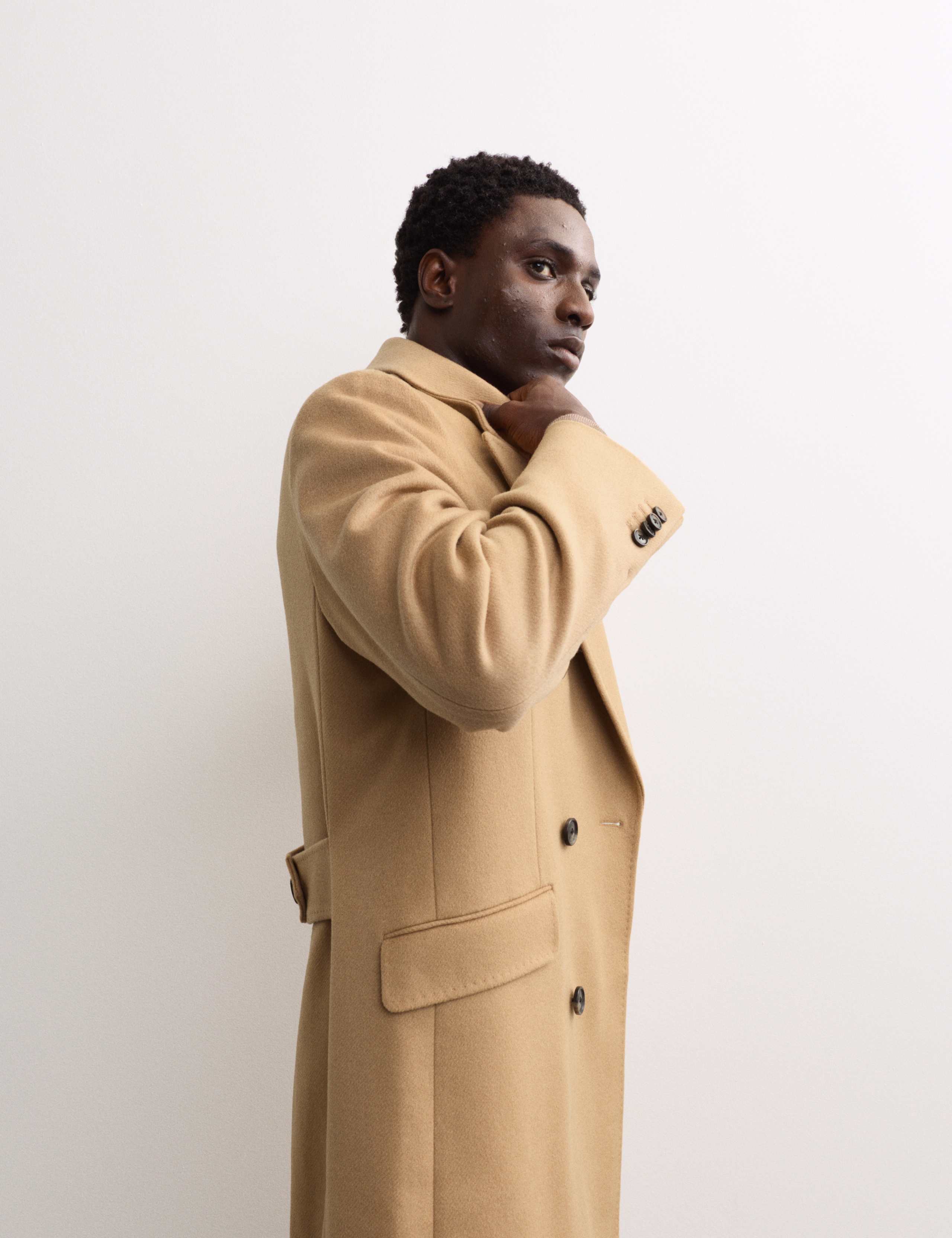 Cashmere and Italian Wool Blend Revere Coat 6 of 9