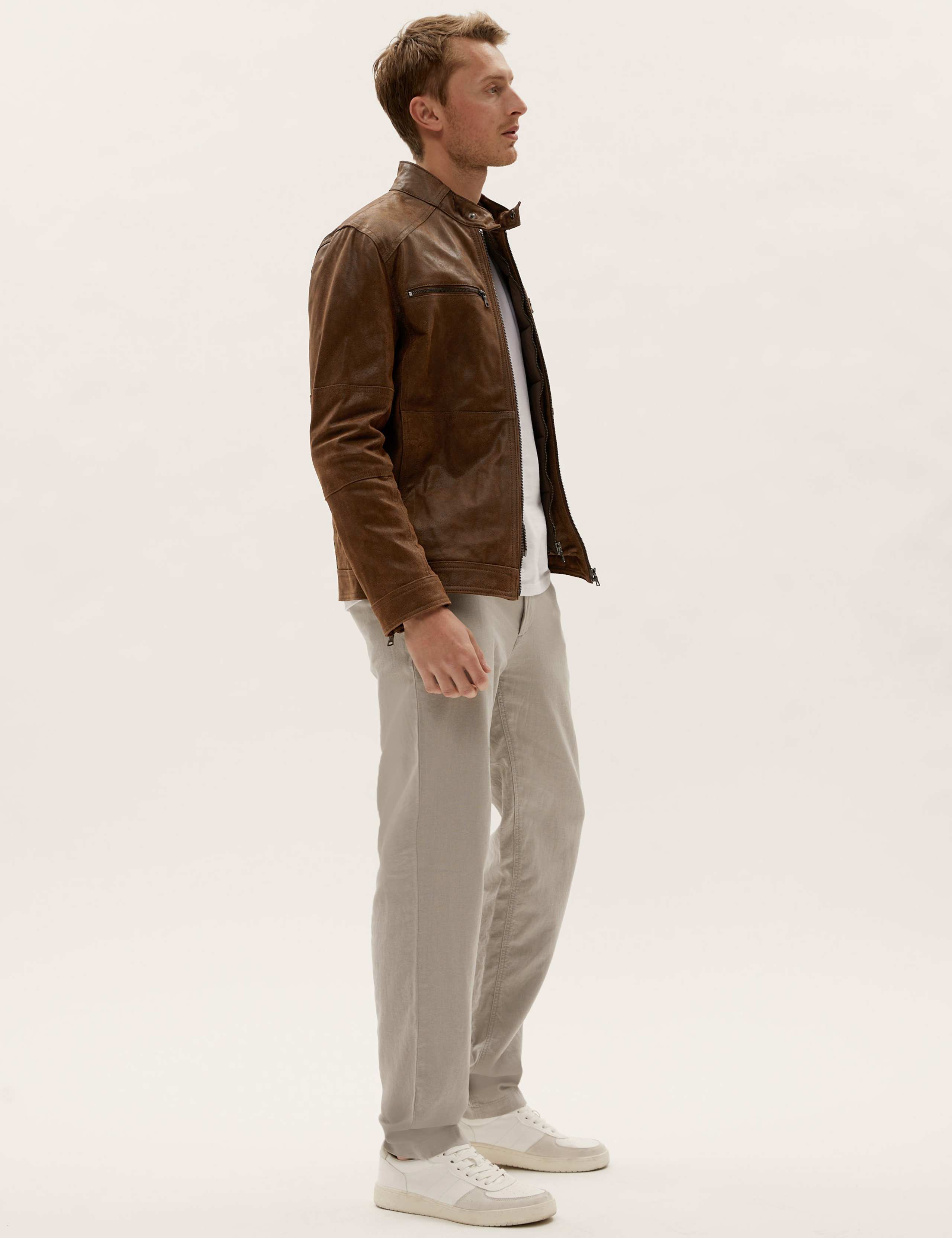 Leather Double Collar Biker Jacket 1 of 10