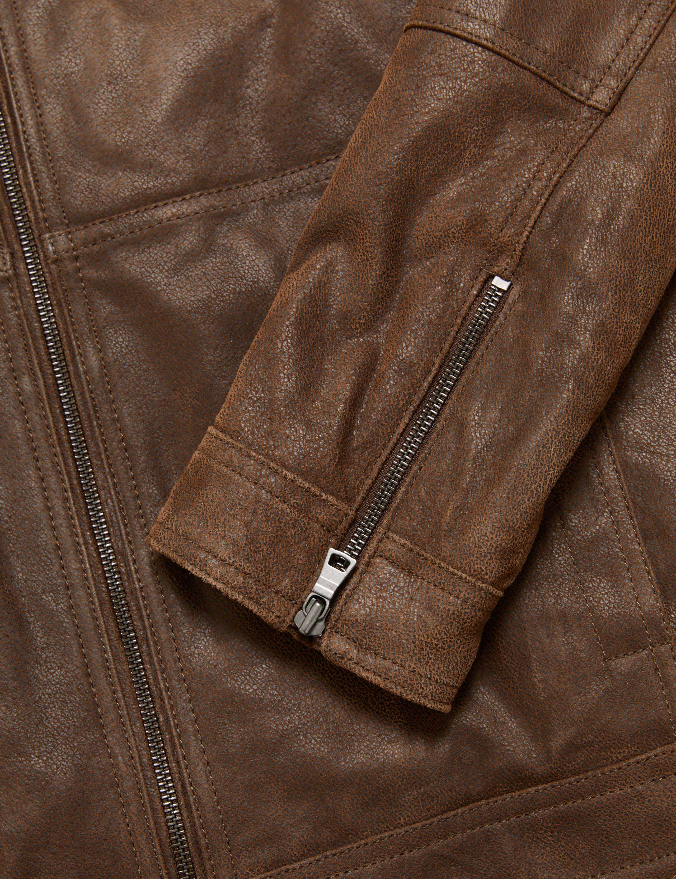 Leather Double Collar Biker Jacket 8 of 10