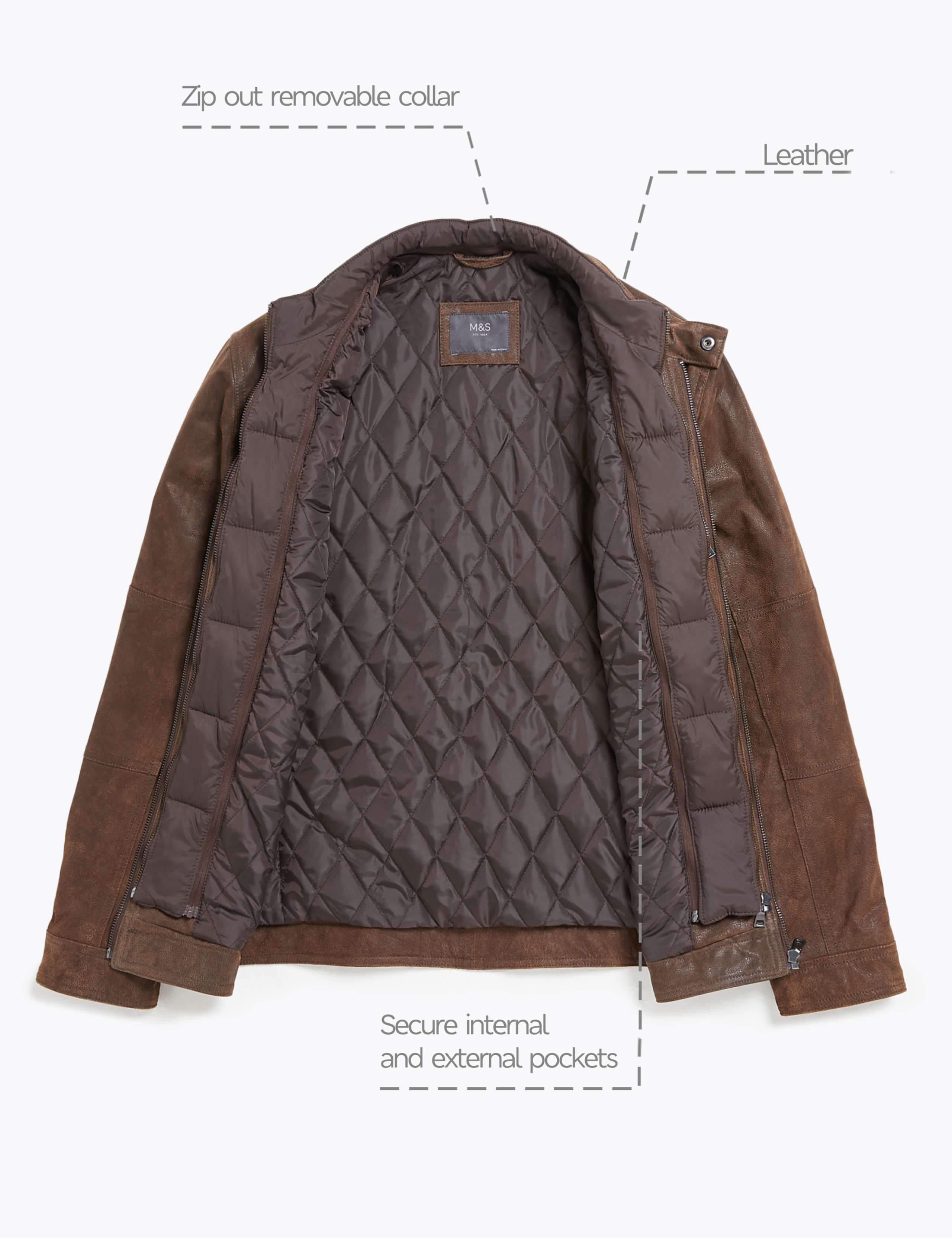 Leather Double Collar Biker Jacket 10 of 10