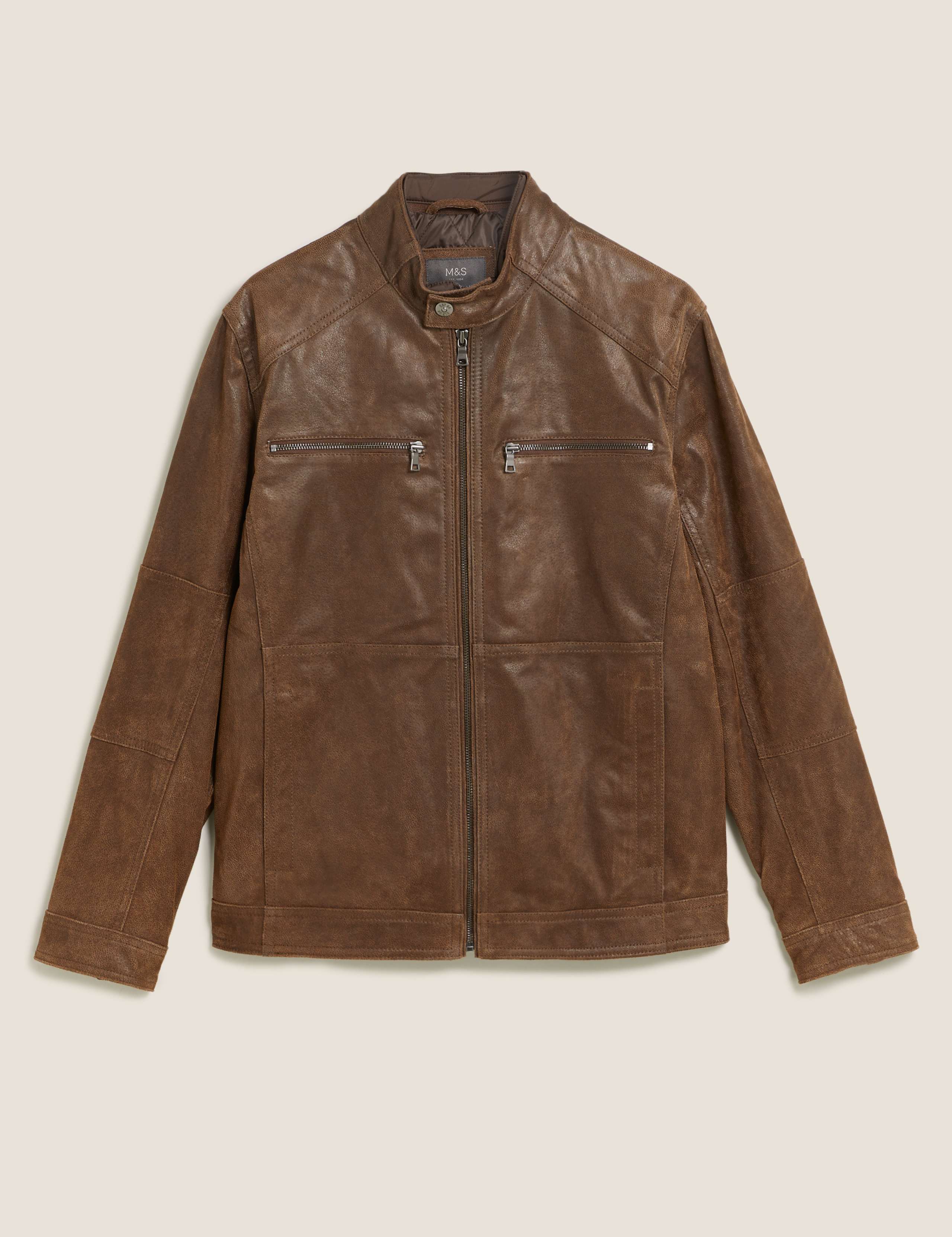 Leather Double Collar Biker Jacket 2 of 10