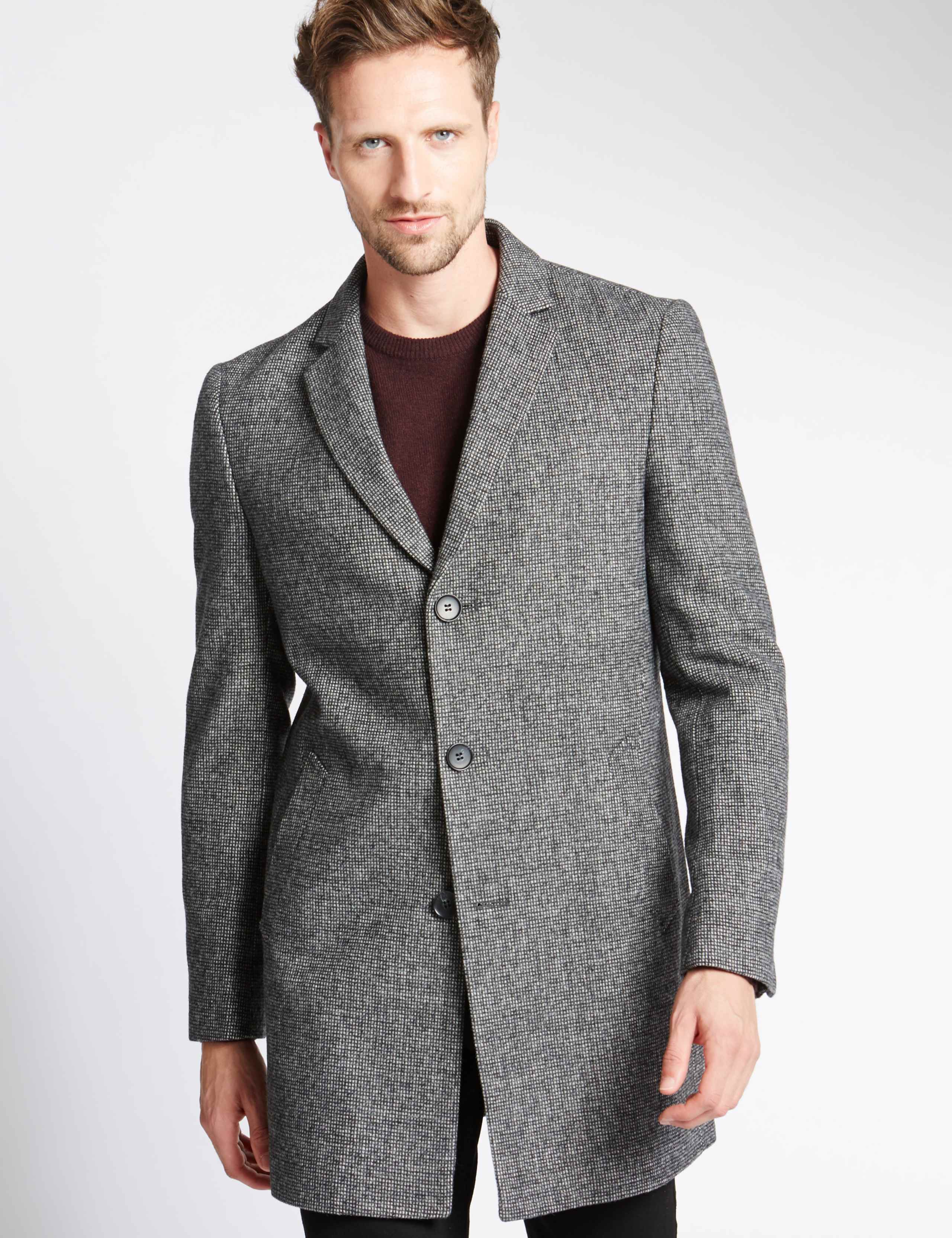 Wool Blend Revere Collar Coat 1 of 4