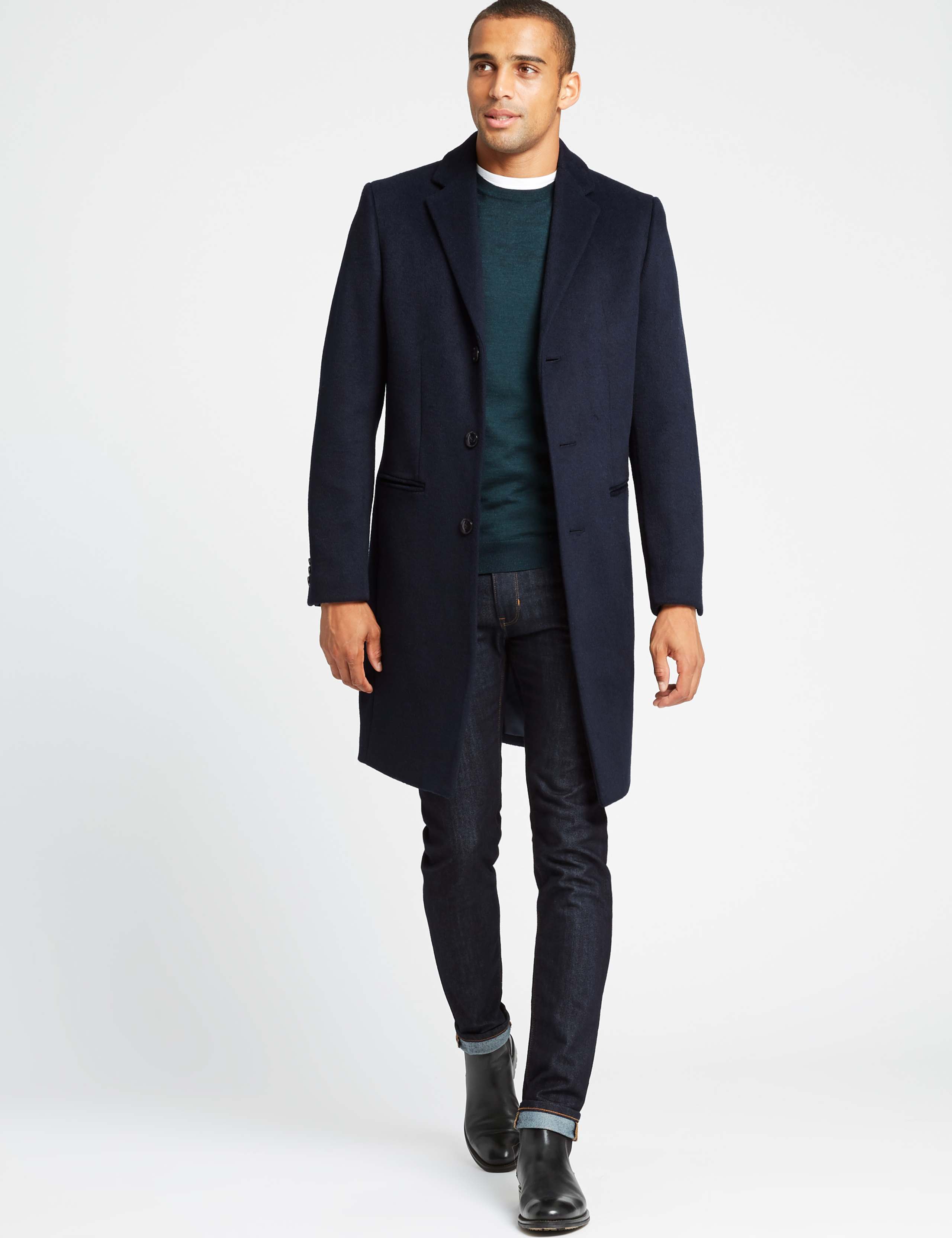 Wool Blend Revere Coat 2 of 5