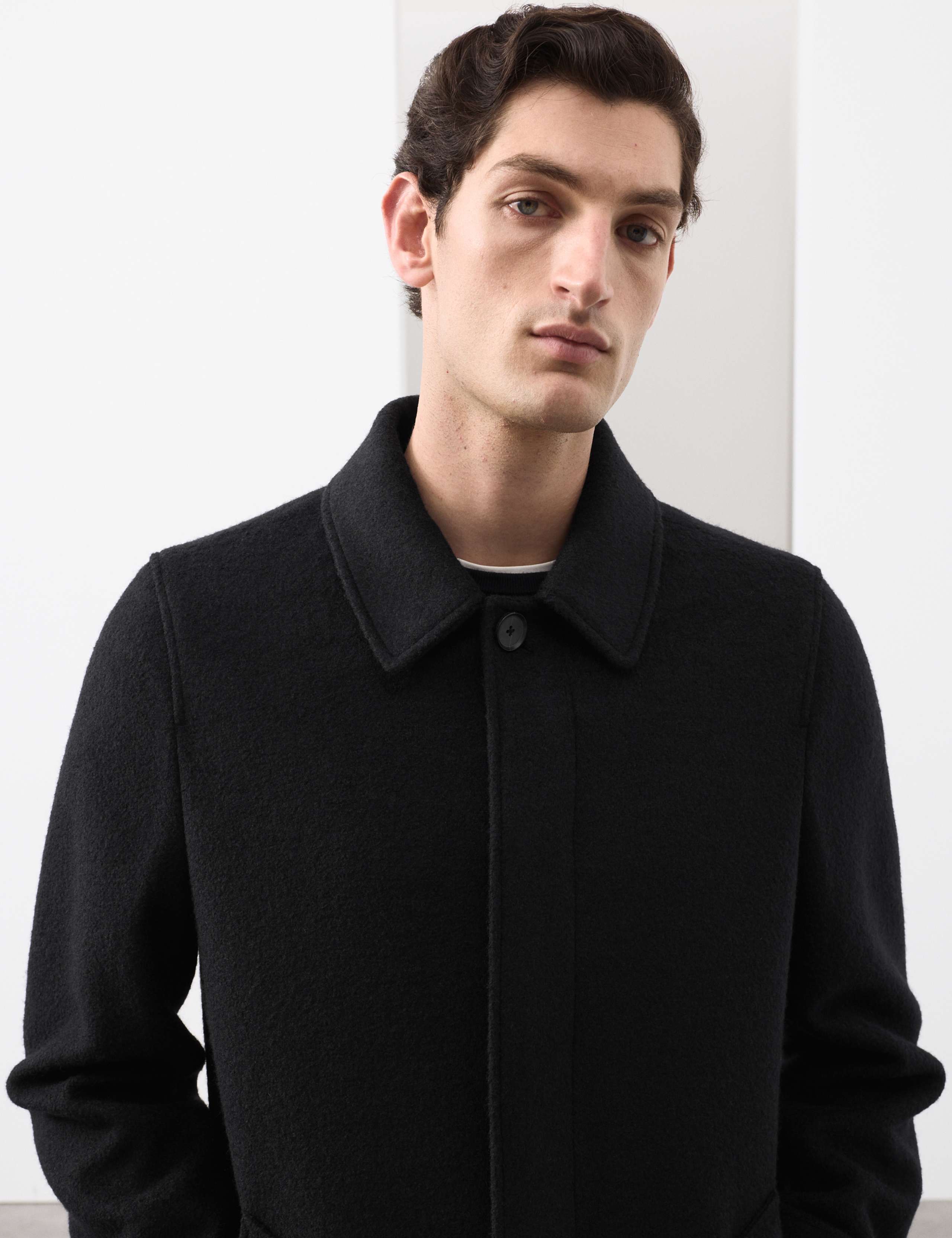 Wool Blend Textured Car Coat 3 of 7