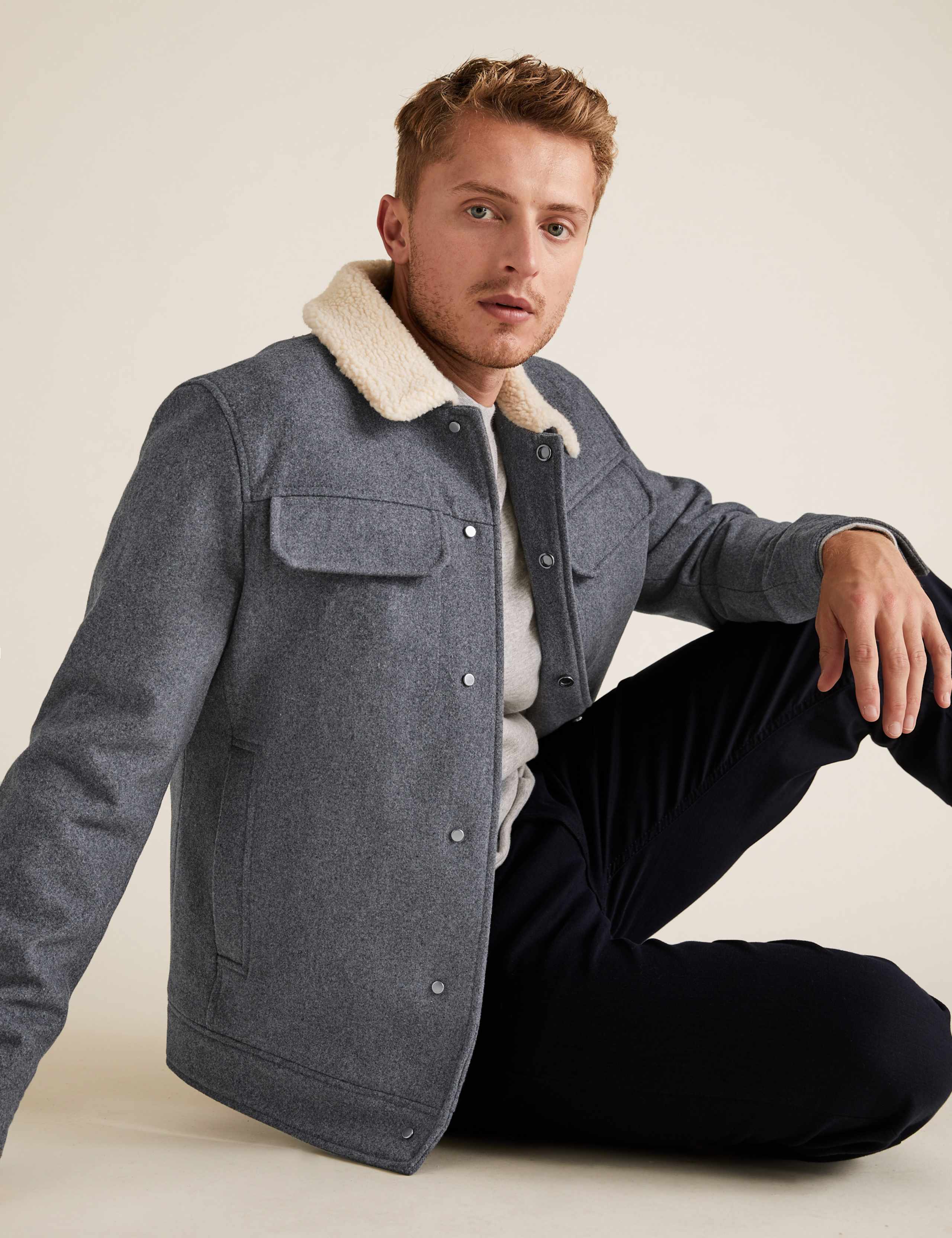 Wool Borg Lined Utility Coat 1 of 7