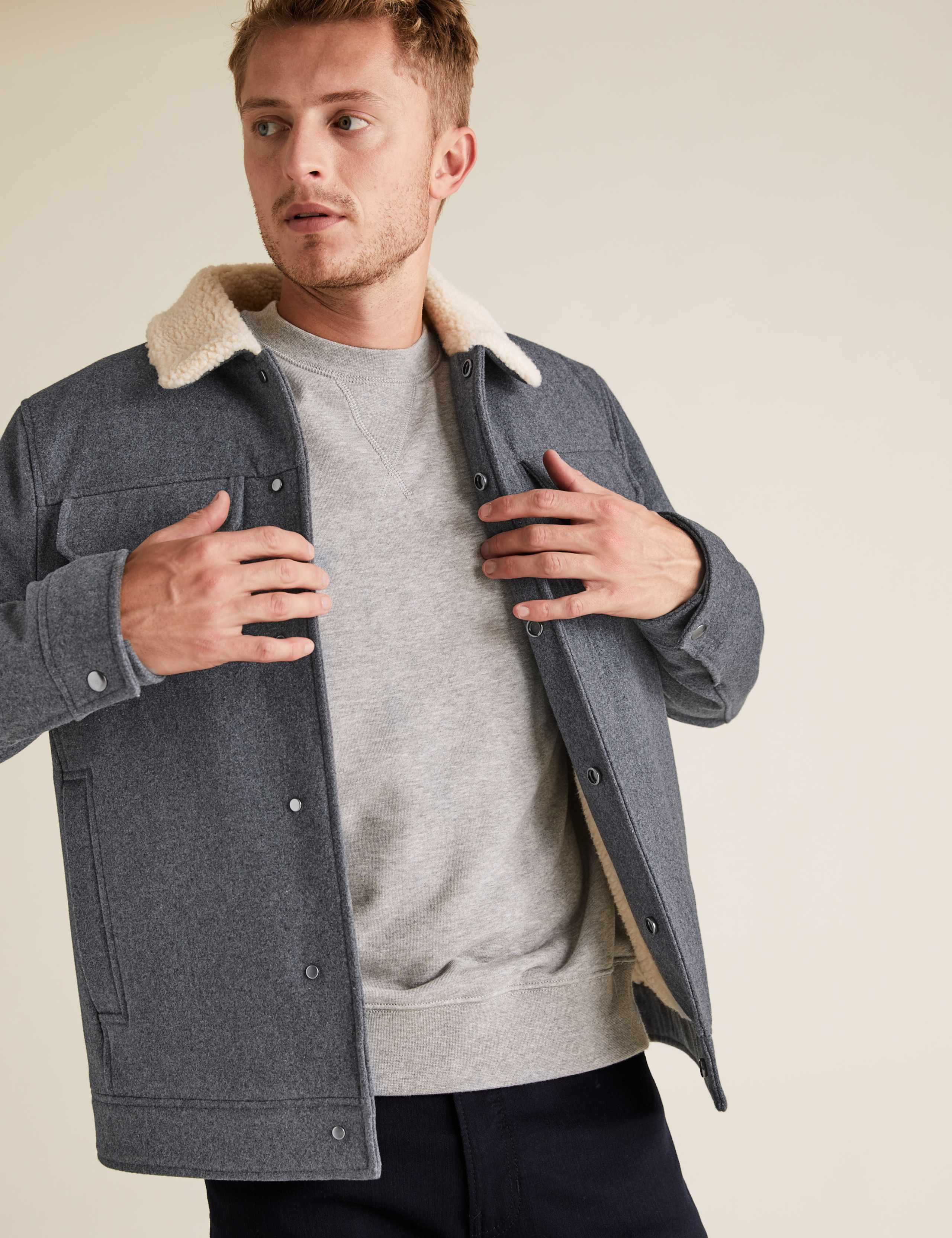 Wool Borg Lined Utility Coat 5 of 7