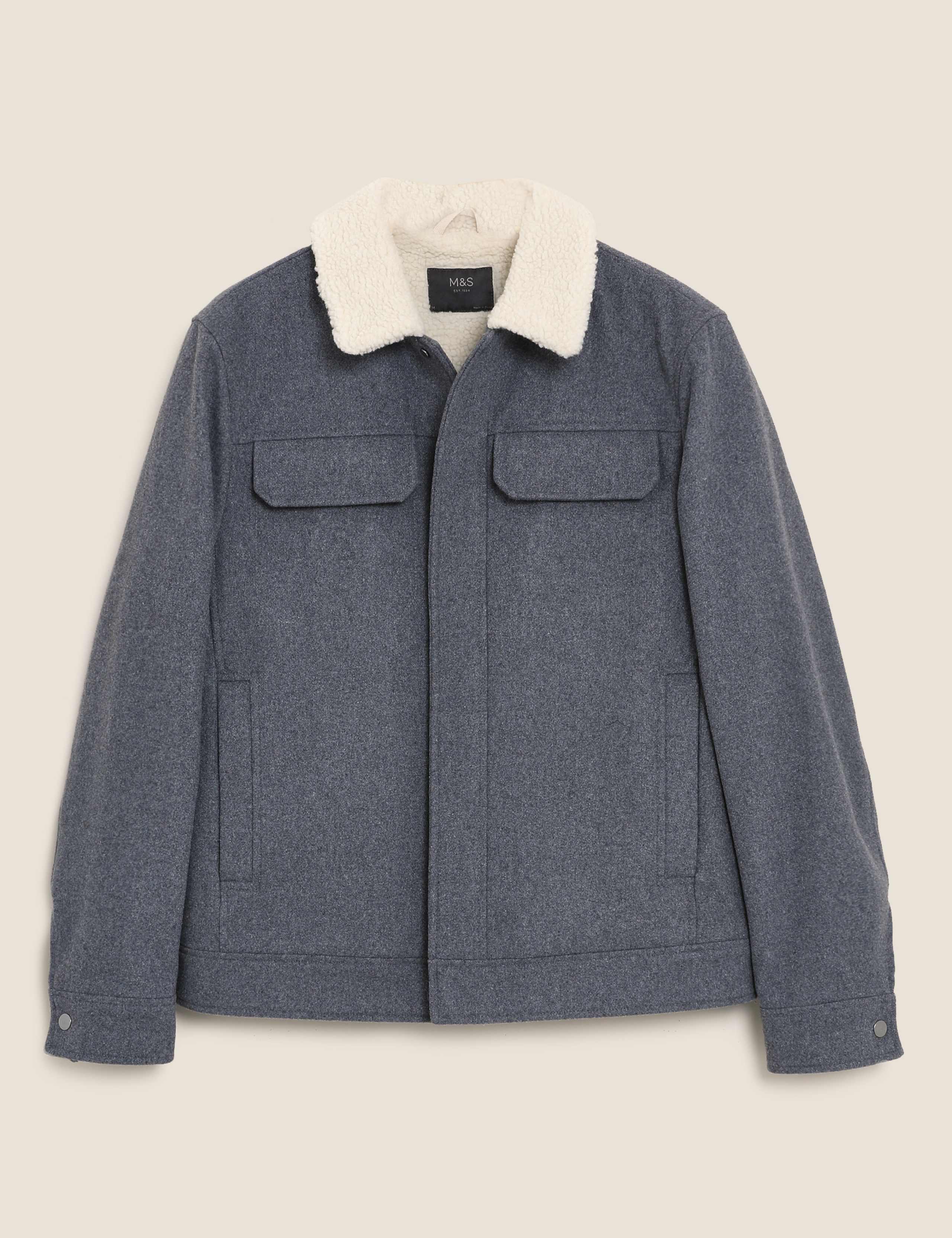 Wool Borg Lined Utility Coat 2 of 7