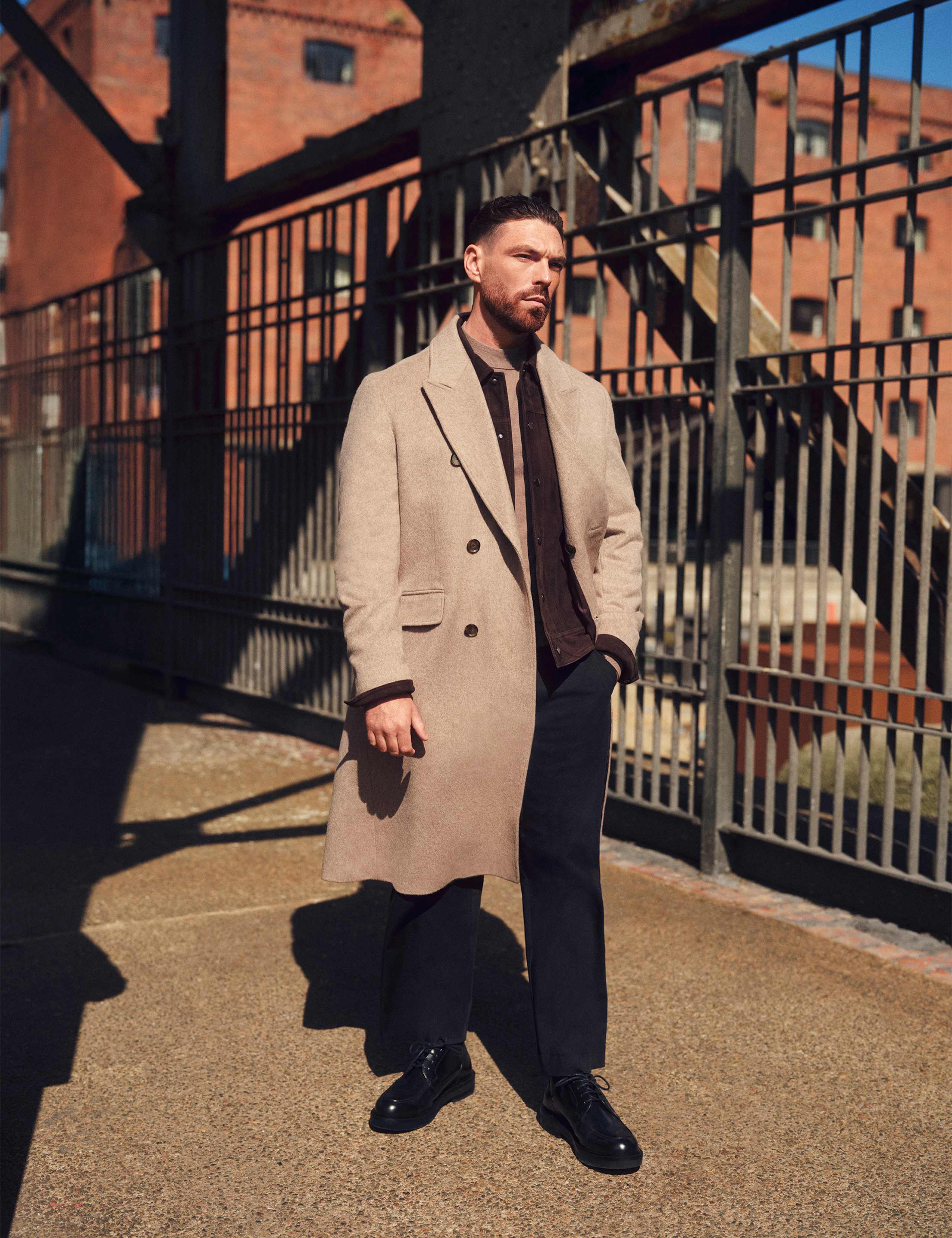 Wool Blend Long Haired Revere Coat 1 of 7