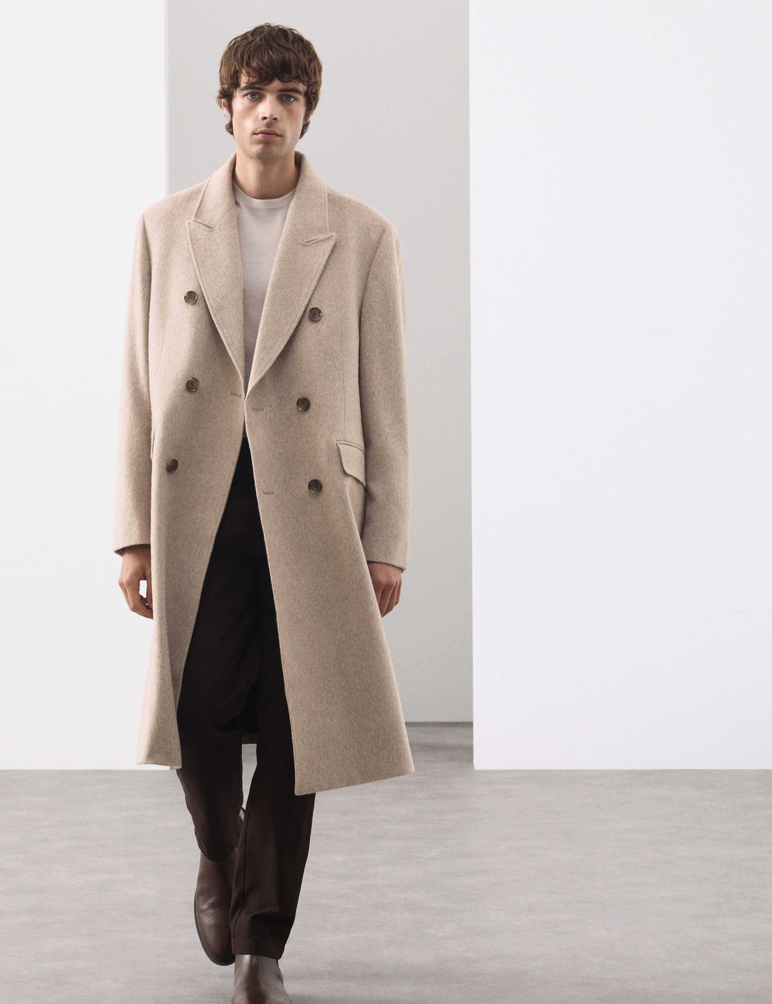 Wool Blend Long Haired Revere Coat 4 of 7