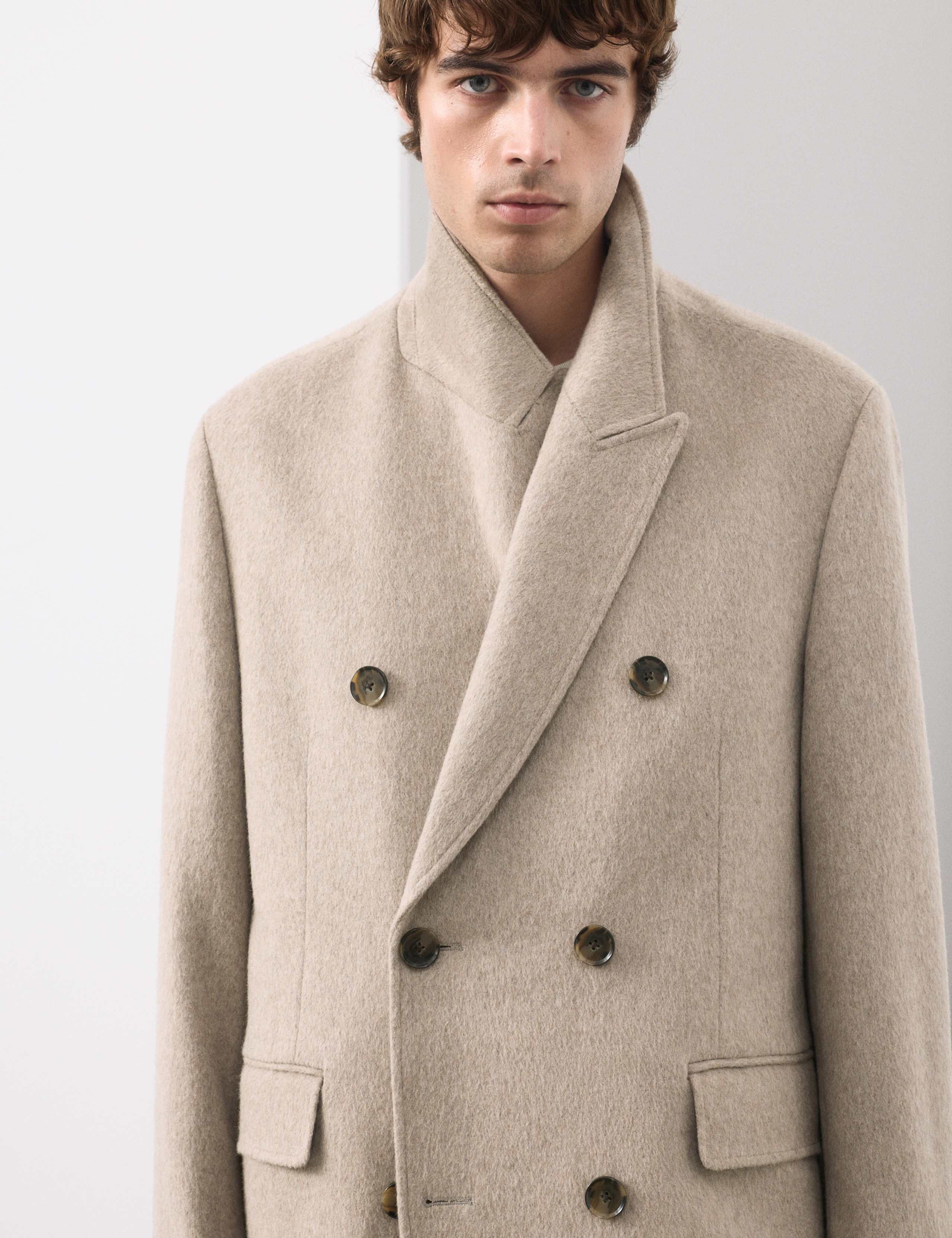 Wool Blend Long Haired Revere Coat 5 of 7