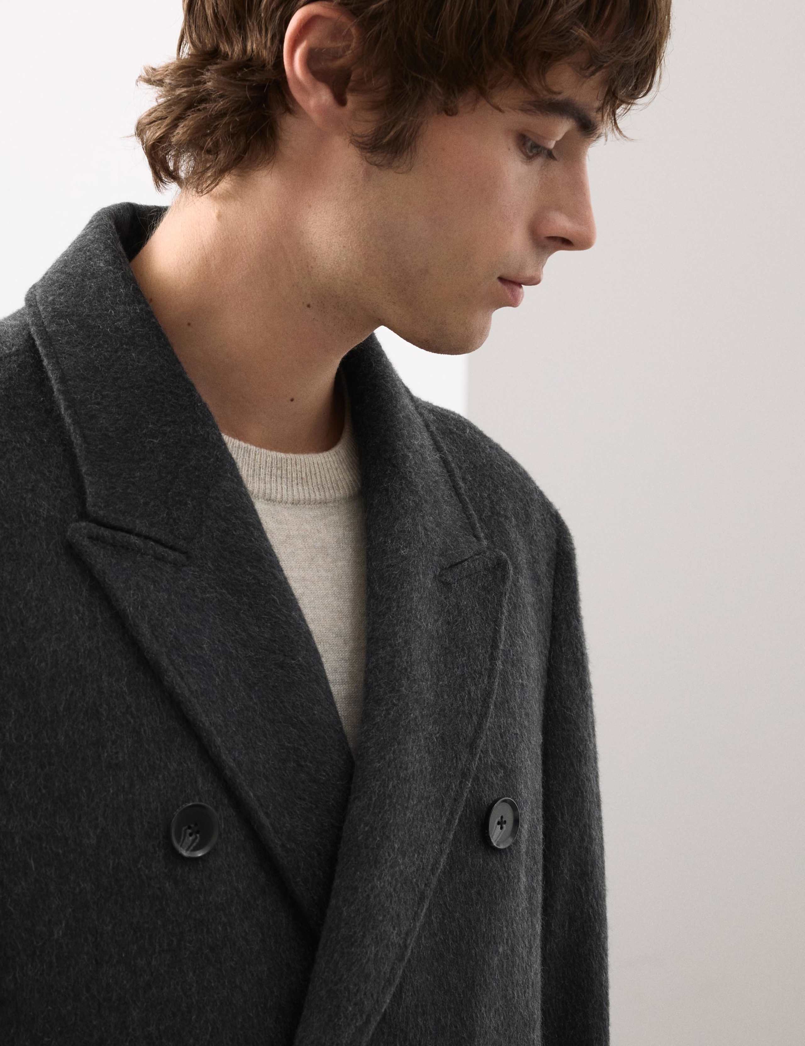 Wool Blend Long Haired Revere Coat 5 of 7