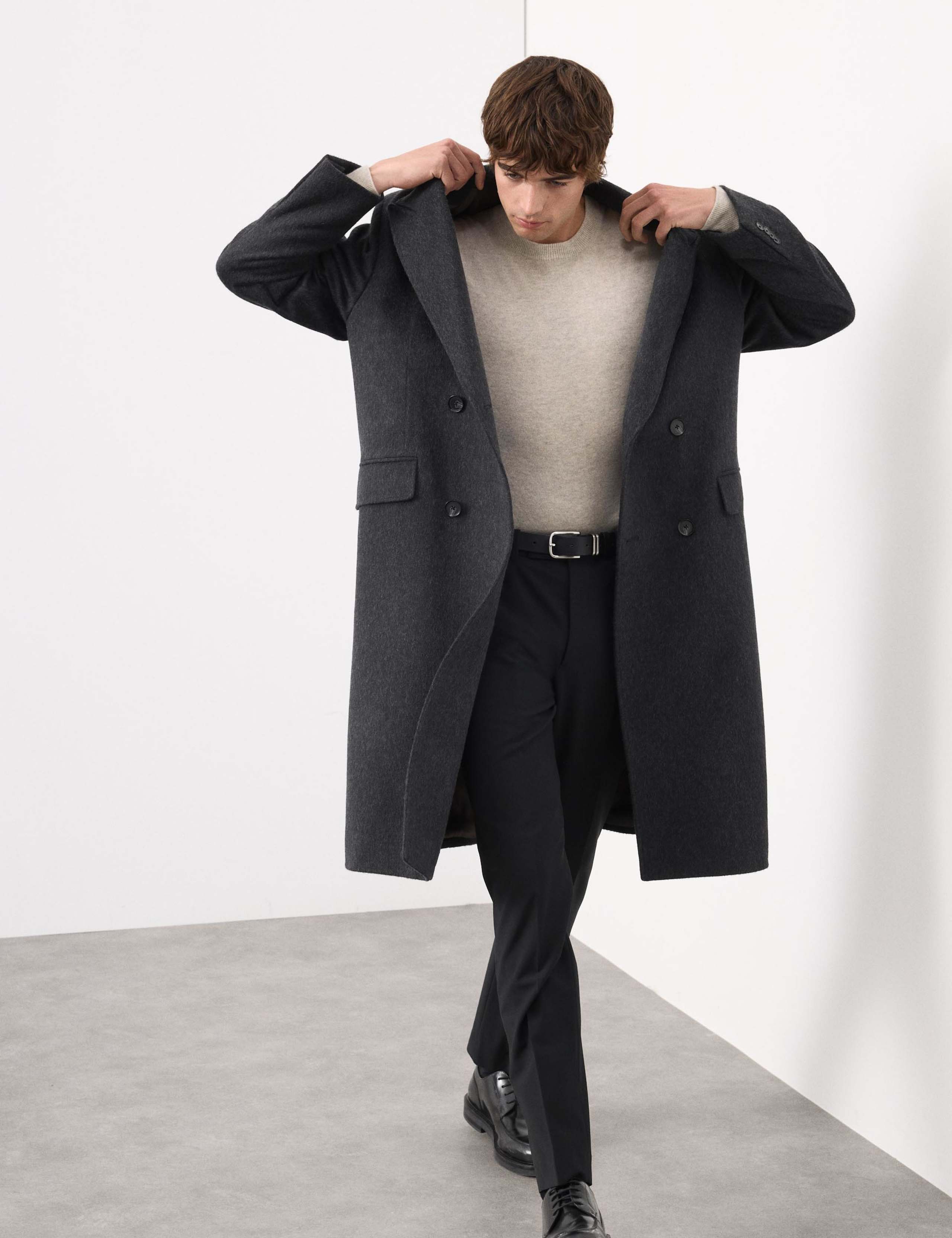 Wool Blend Long Haired Revere Coat 6 of 7