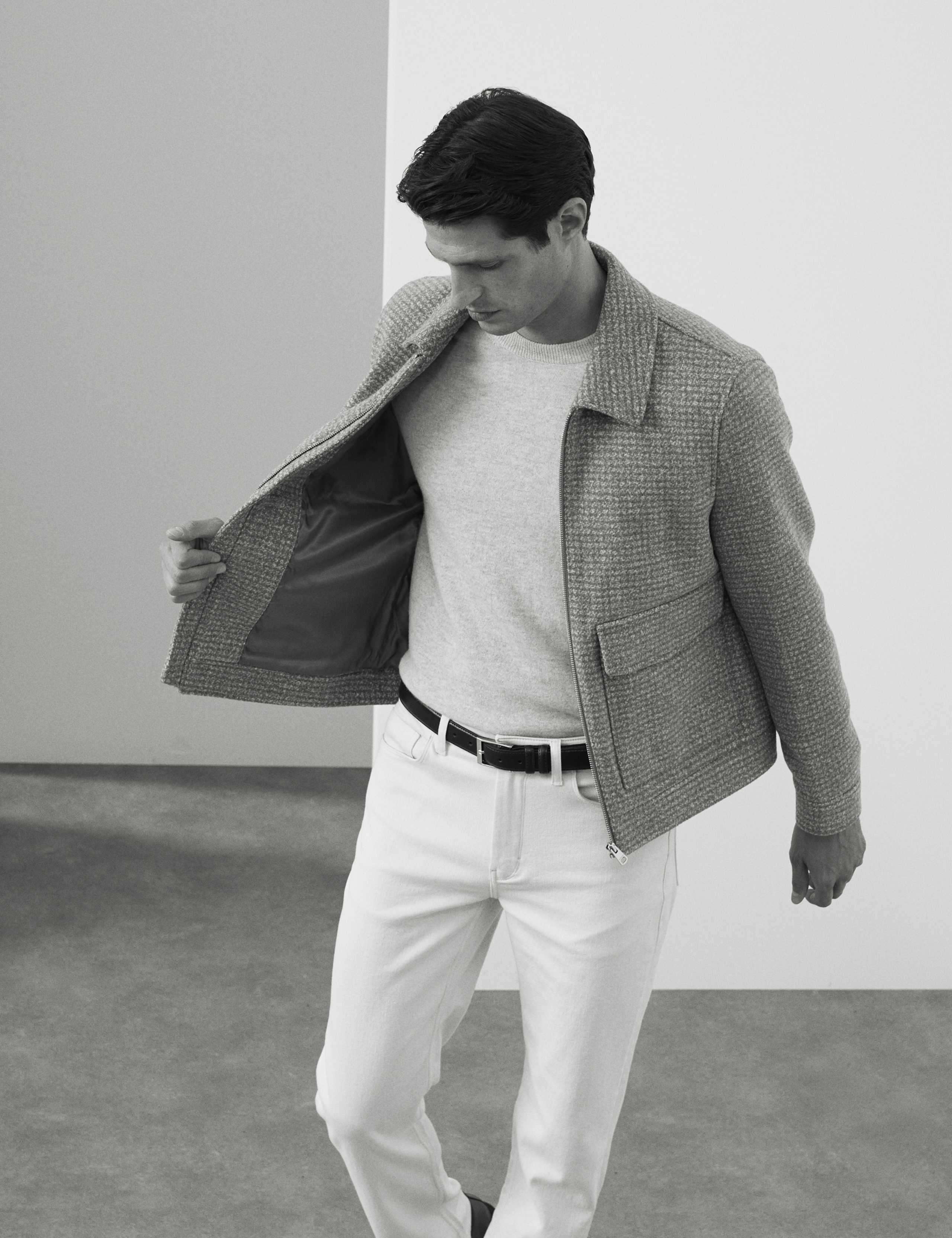 Wool Blend Zip Through Harrington Jacket 4 of 7