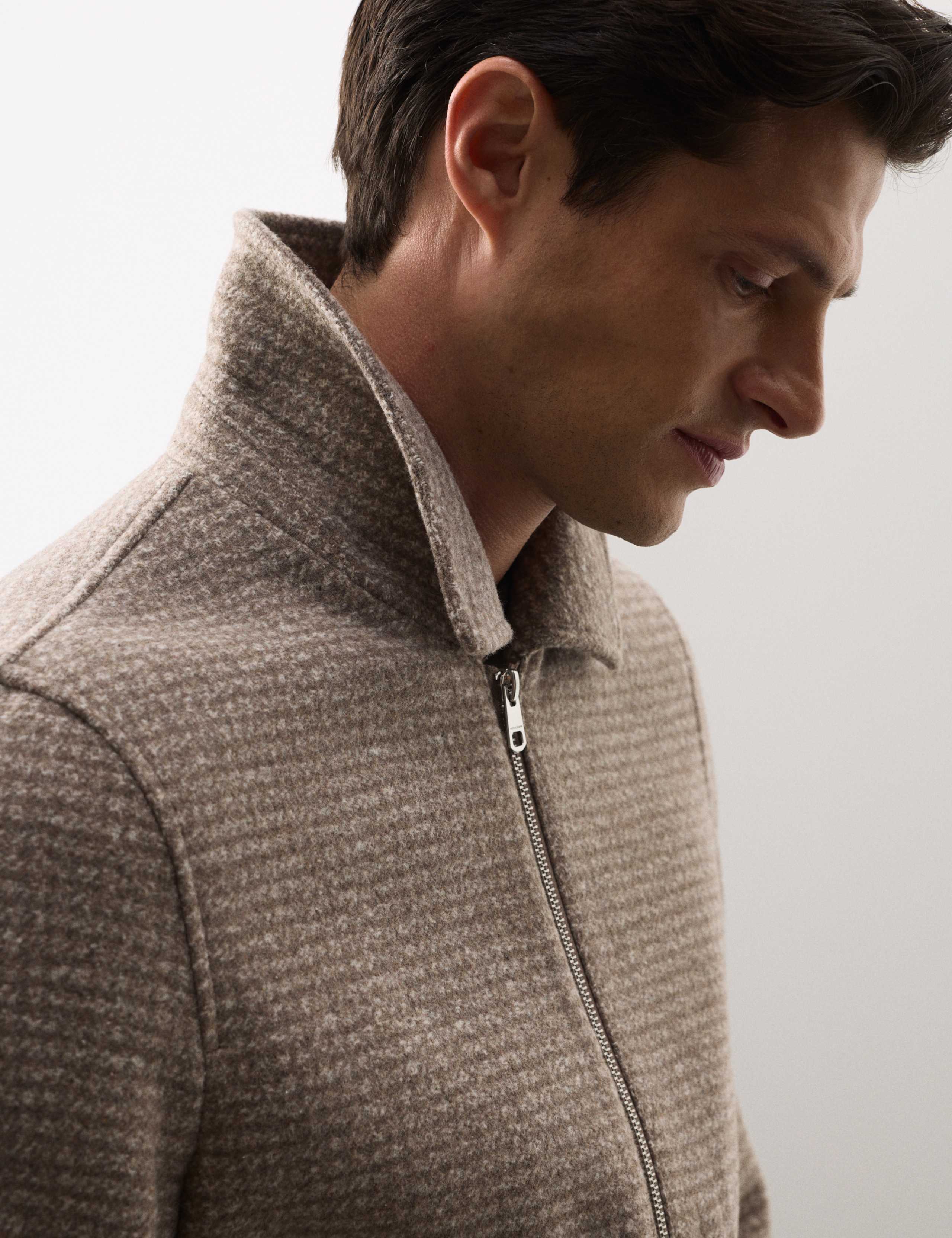 Wool Blend Zip Through Harrington Jacket 5 of 7