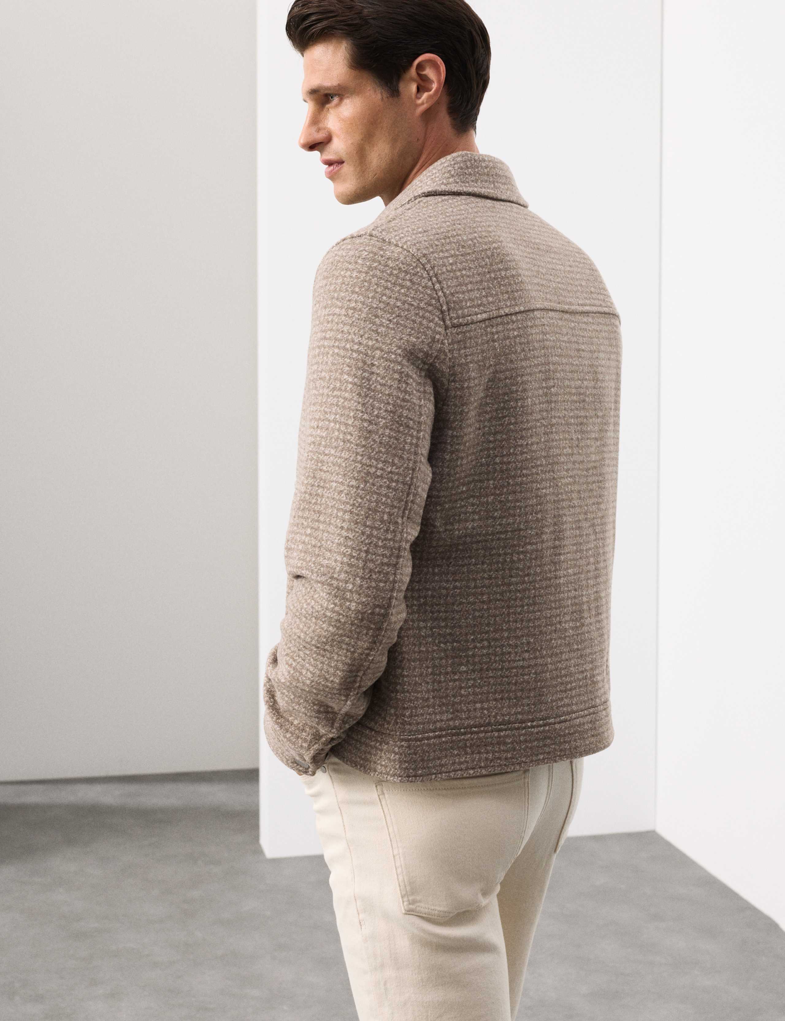 Wool Blend Zip Through Harrington Jacket 6 of 7