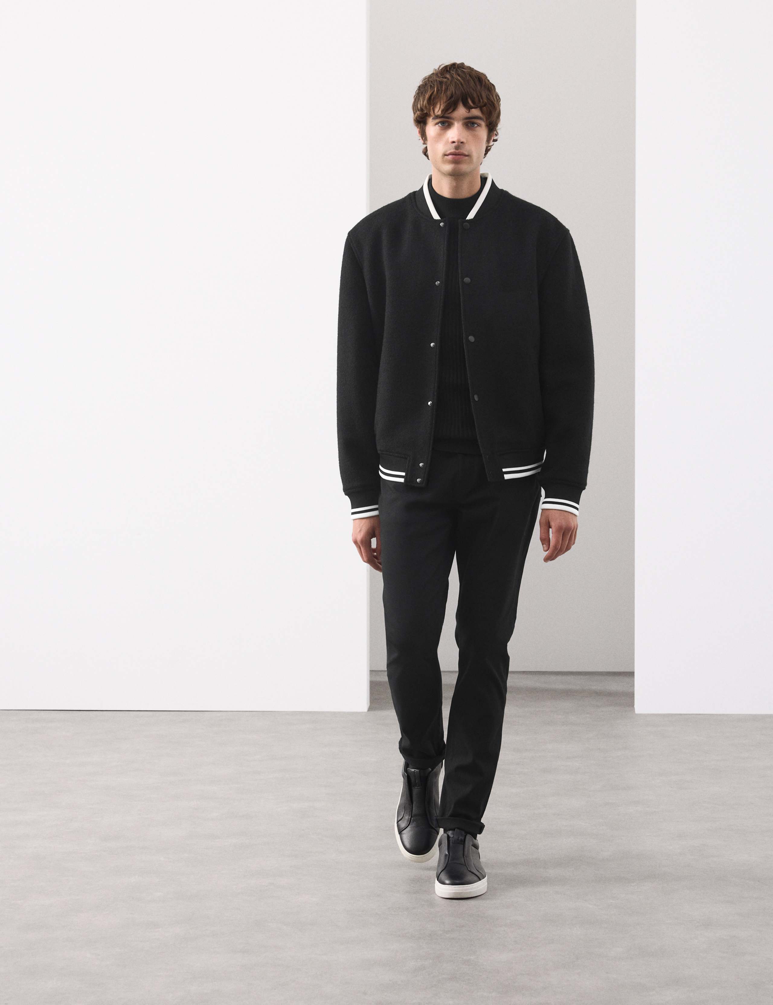 Wool Blend Varsity Bomber Jacket 3 of 7