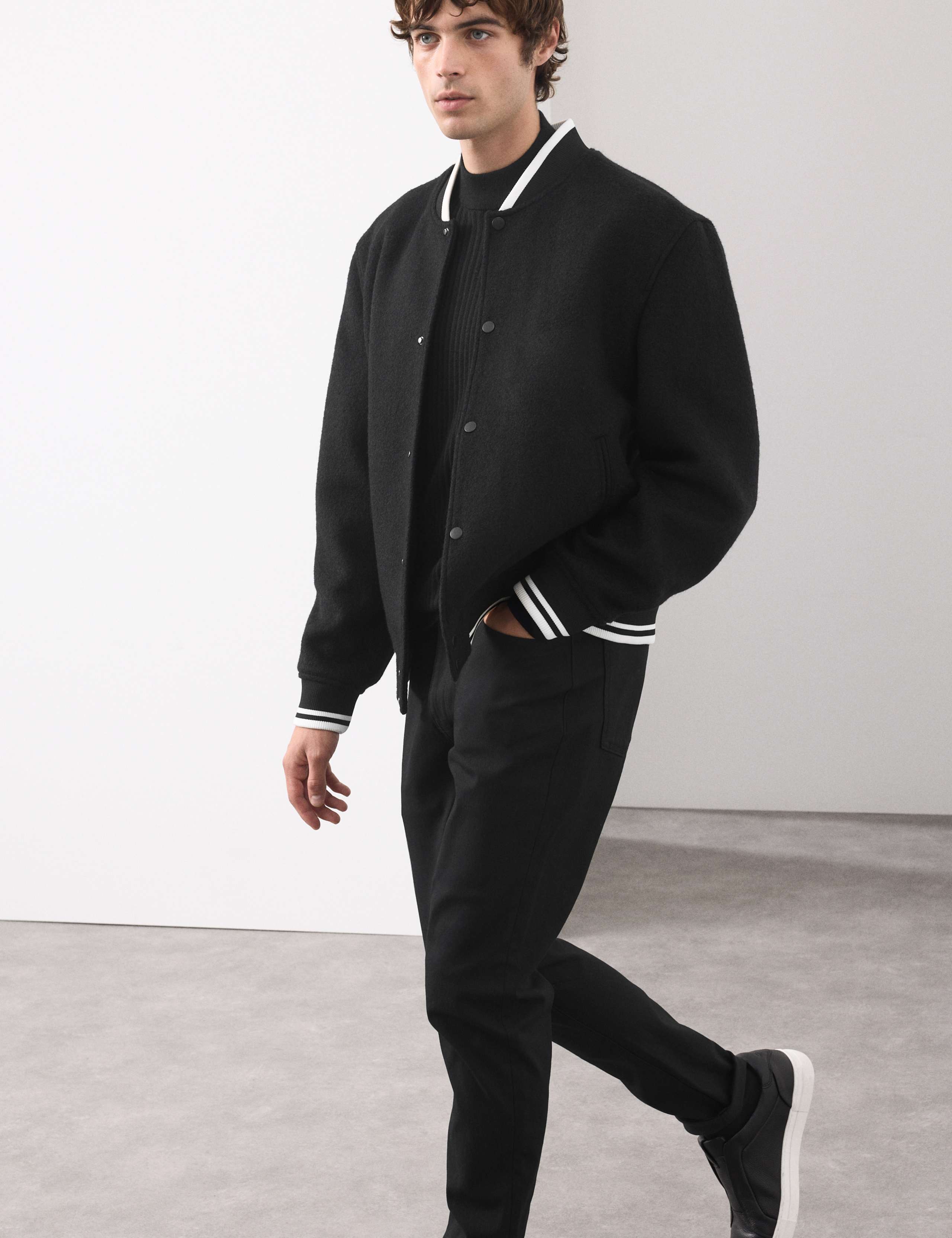 Wool Blend Varsity Bomber Jacket 5 of 7