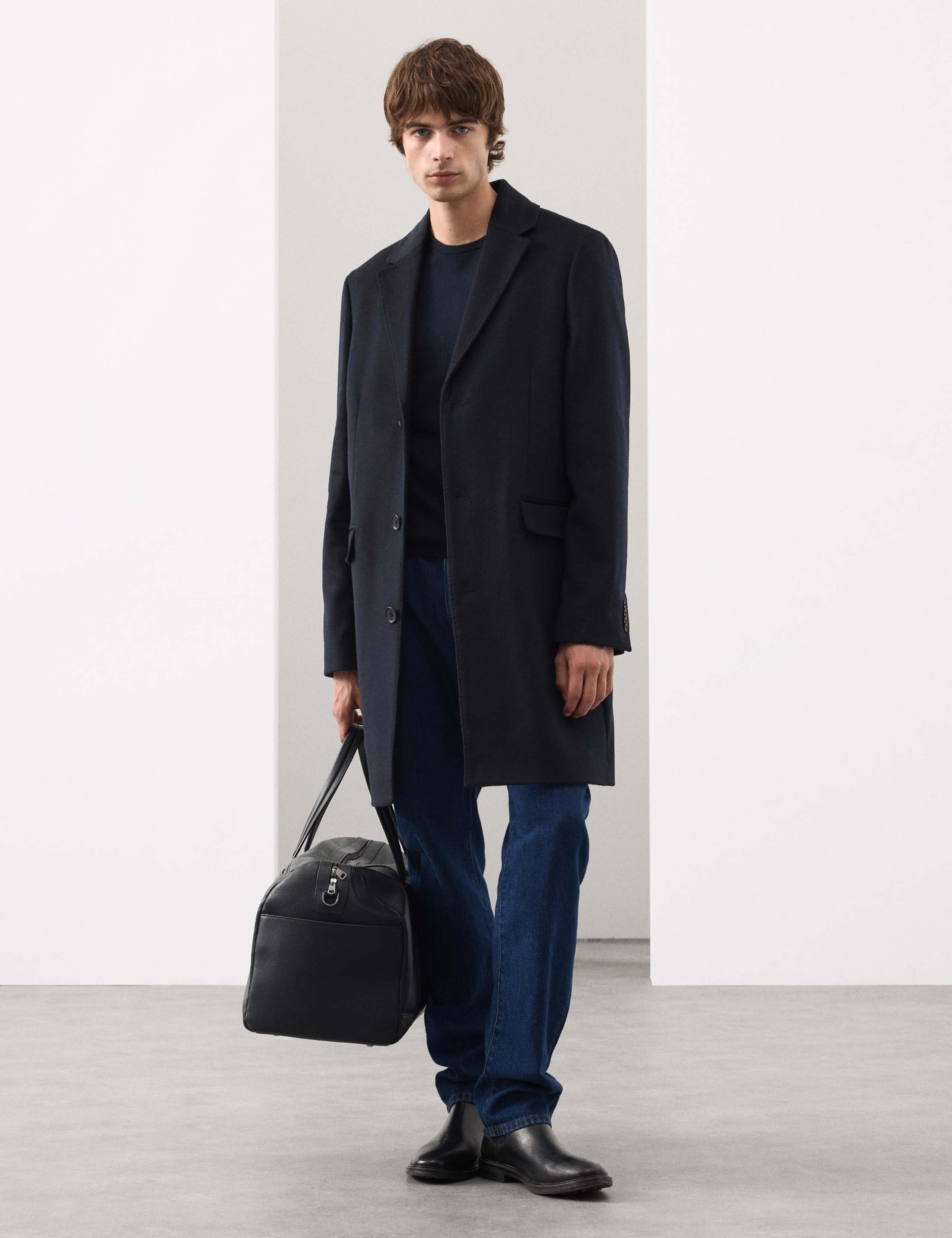 Wool Blend Revere Coat with Cashmere 4 of 6