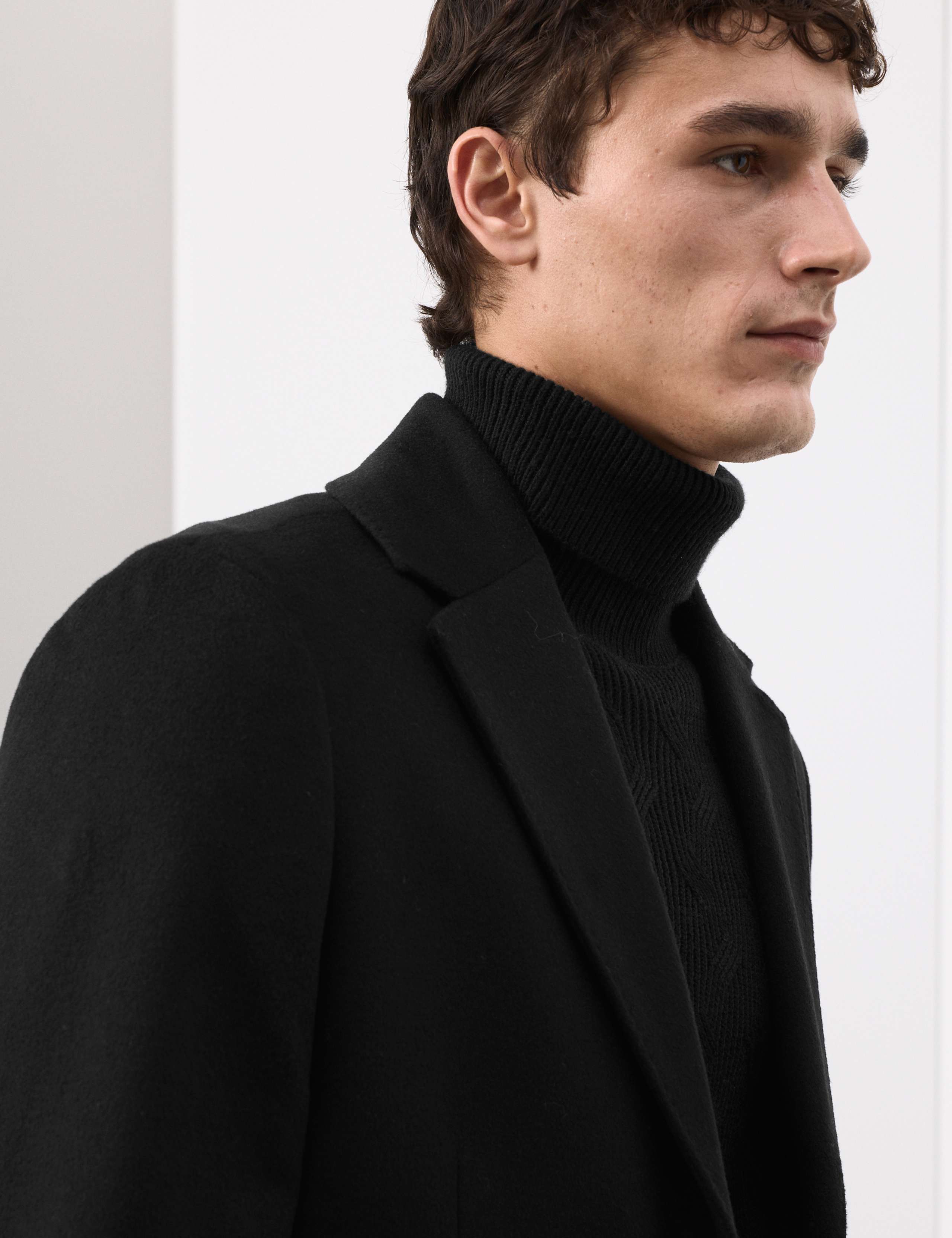 Wool Blend Revere Coat with Cashmere 4 of 7
