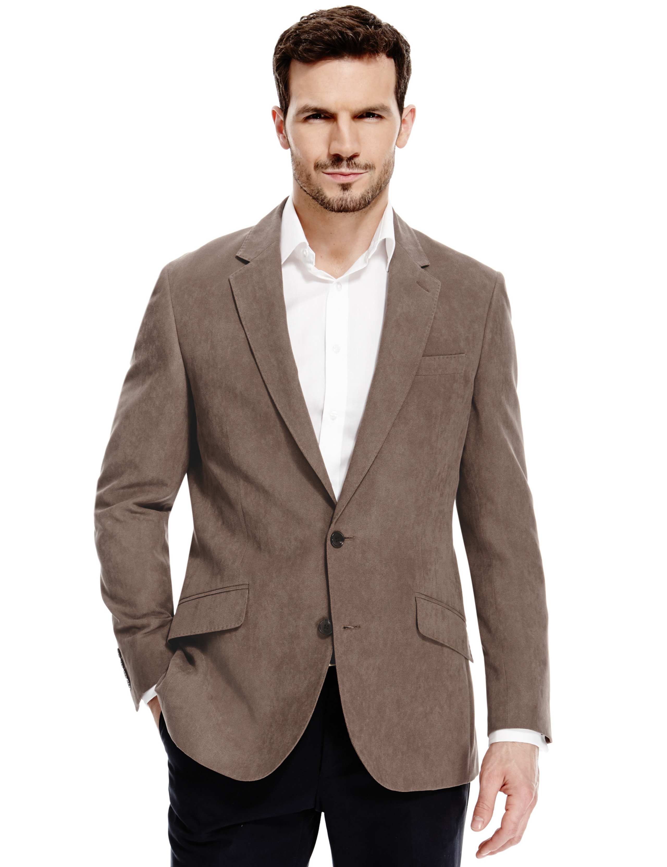 Notch Lapel 2 Button Crowsfoot Suedette Jacket 1 of 7