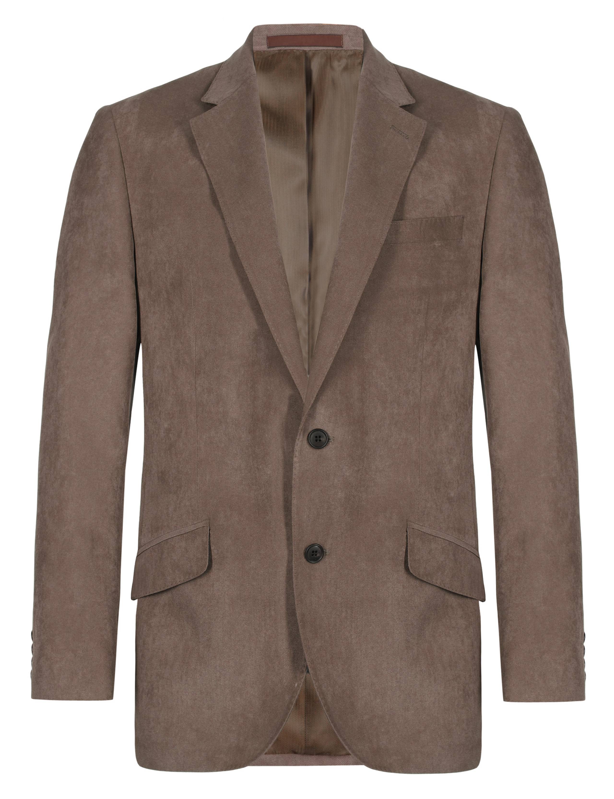 Notch Lapel 2 Button Crowsfoot Suedette Jacket 3 of 7