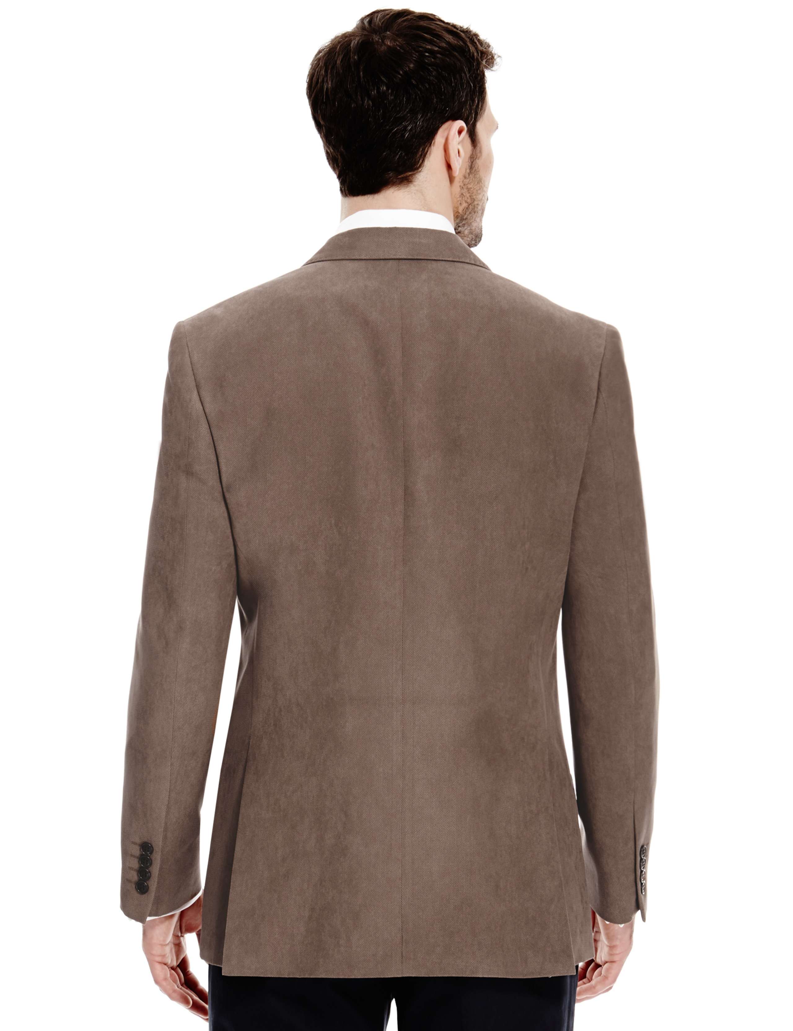 Notch Lapel 2 Button Crowsfoot Suedette Jacket 5 of 7