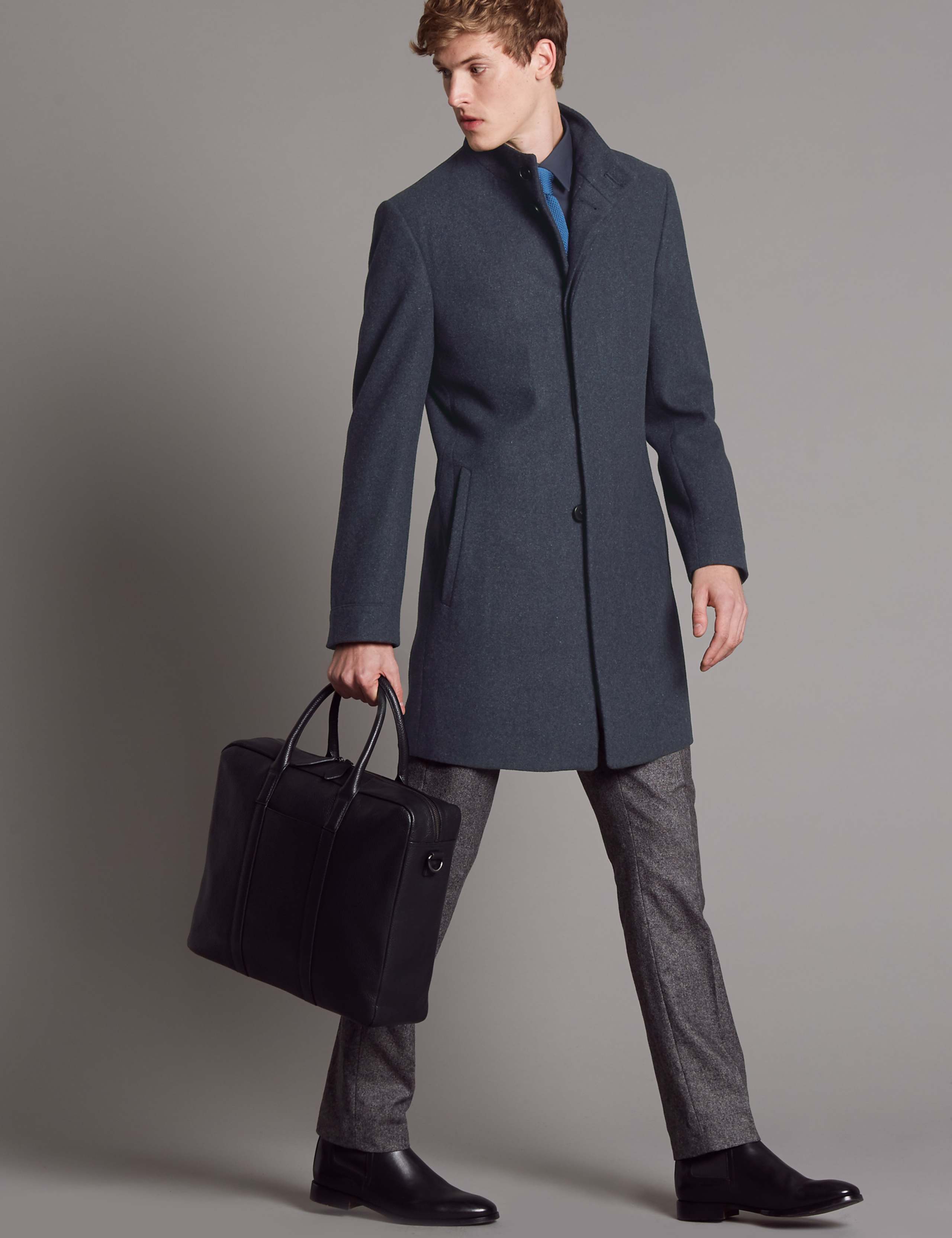Wool Blend Funnel Neck Coat 3 of 6