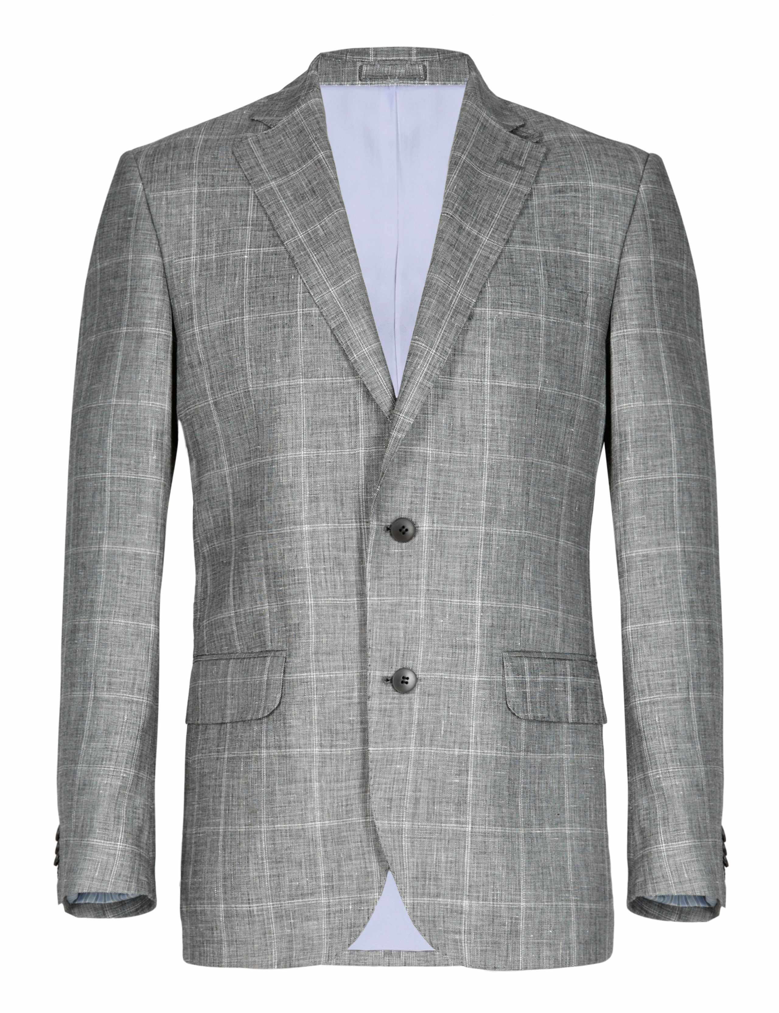 2 Button Large Checked Jacket with Linen 3 of 6