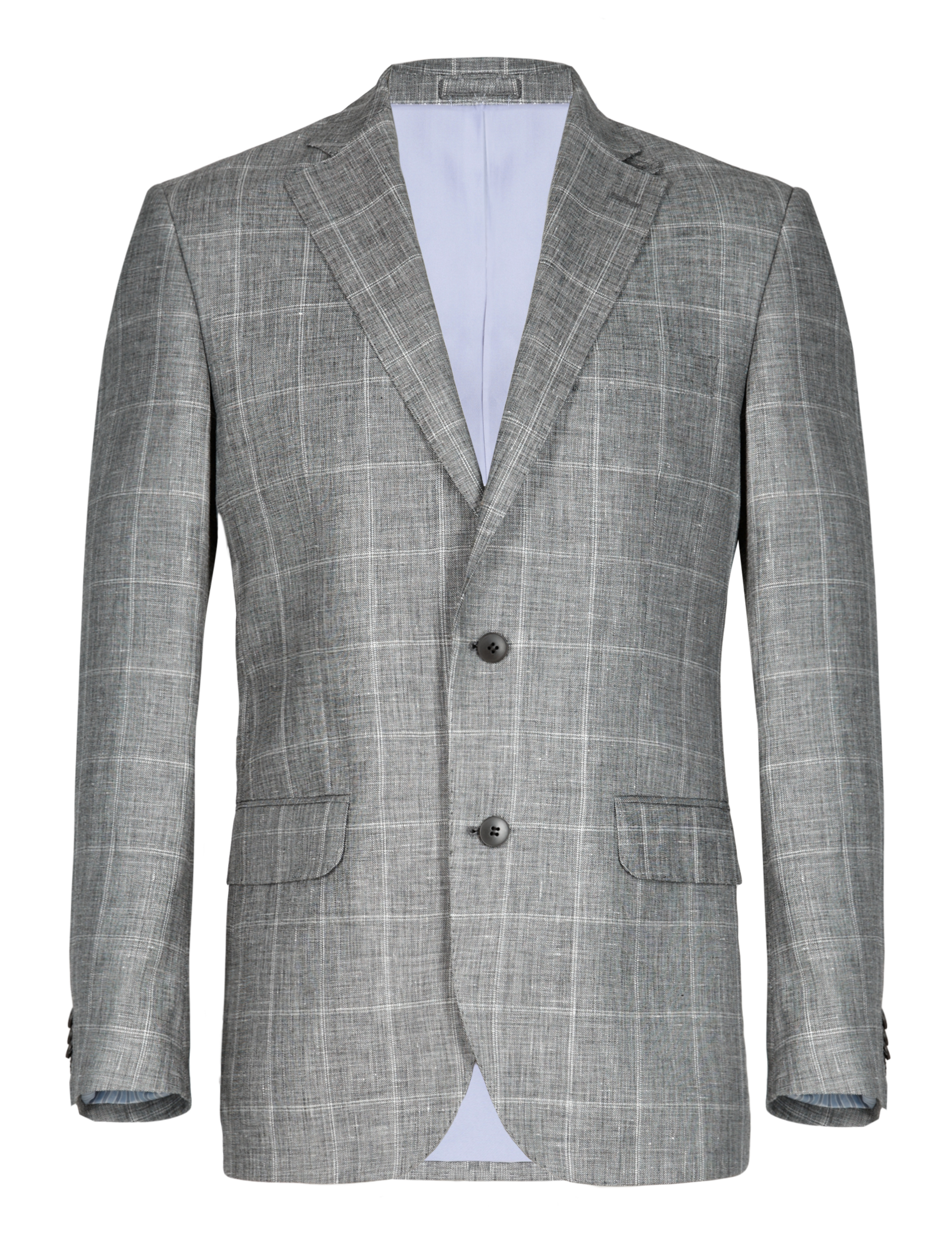 2 Button Large Checked Jacket with Linen 2 of 6