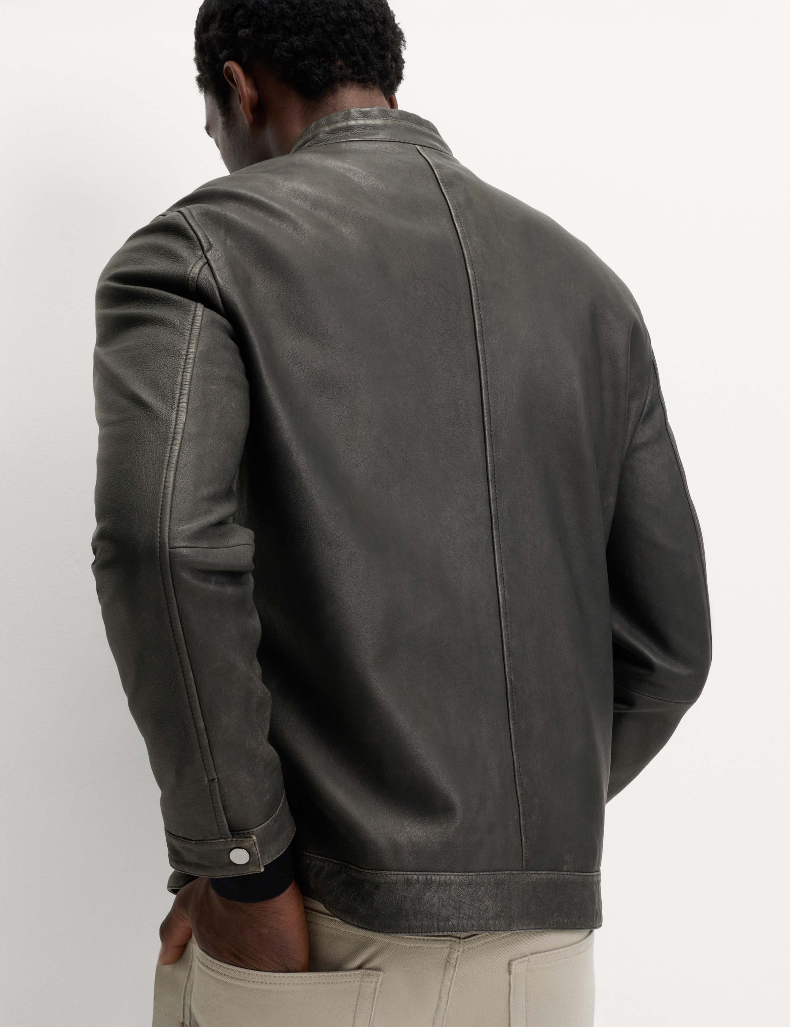 Washed Leather Biker Jacket 4 of 5