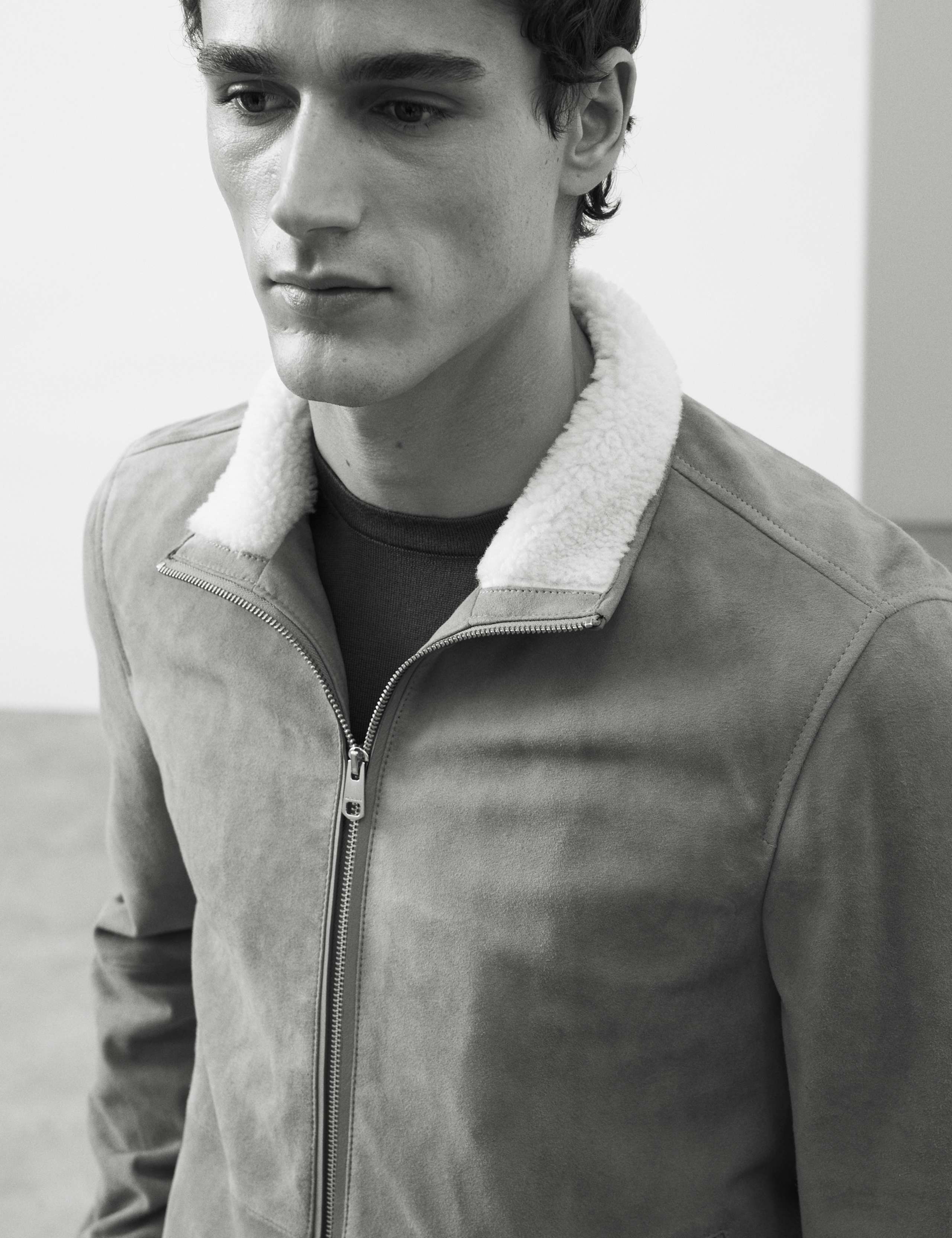 Suede Funnel Neck Bomber Jacket 3 of 6