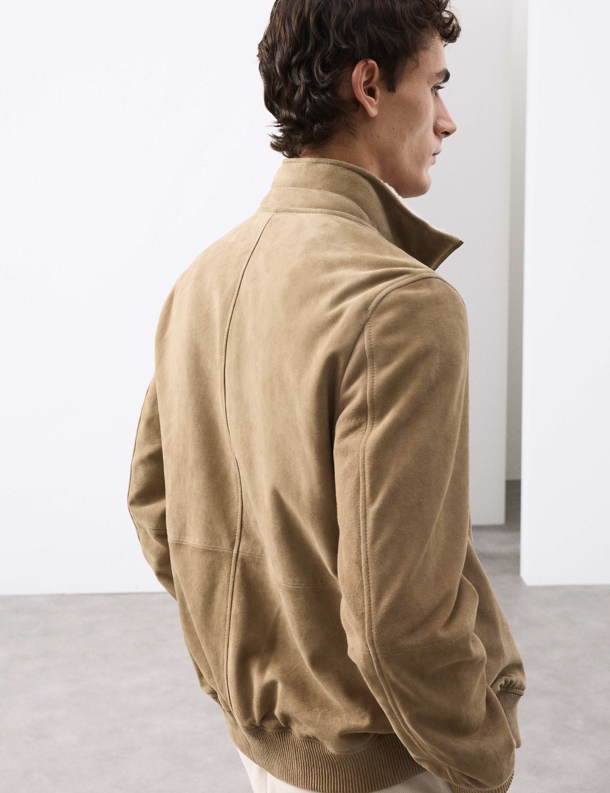 Suede Funnel Neck Bomber Jacket 4 of 6