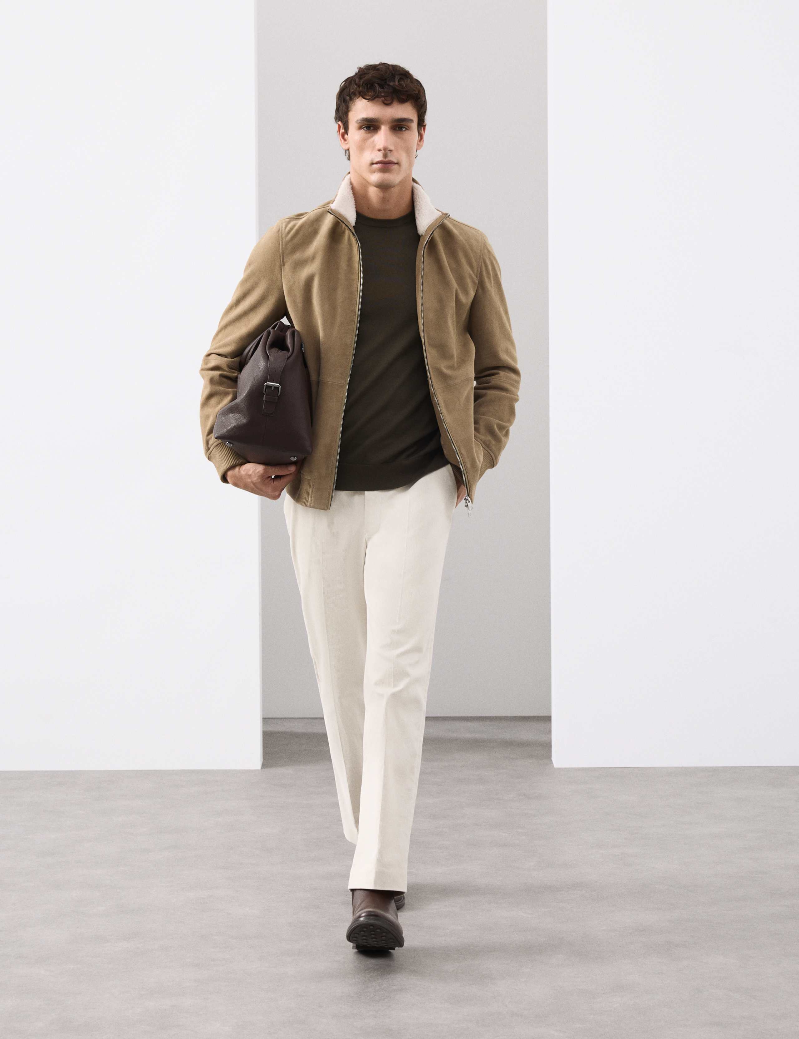 Suede Funnel Neck Bomber Jacket 5 of 6