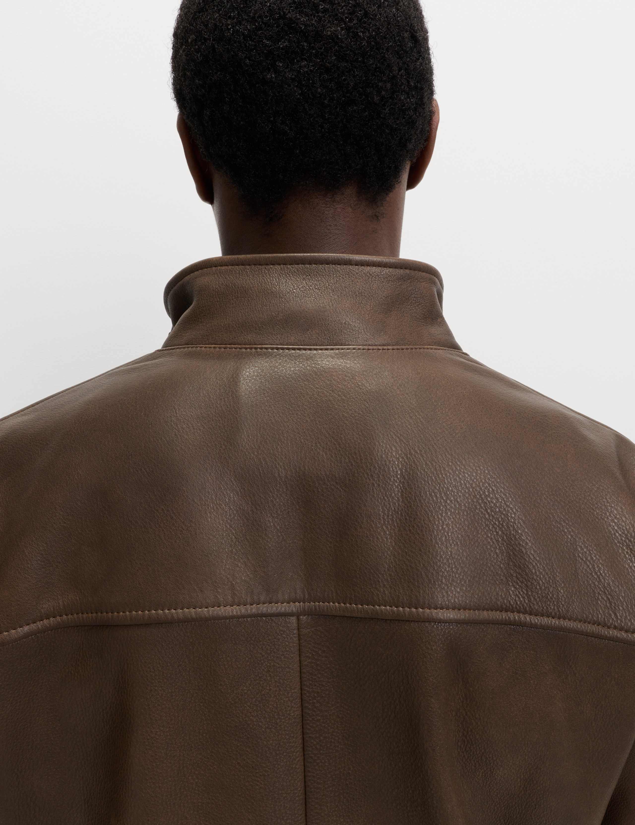 Funnel Neck Leather BikerJacket 5 of 7