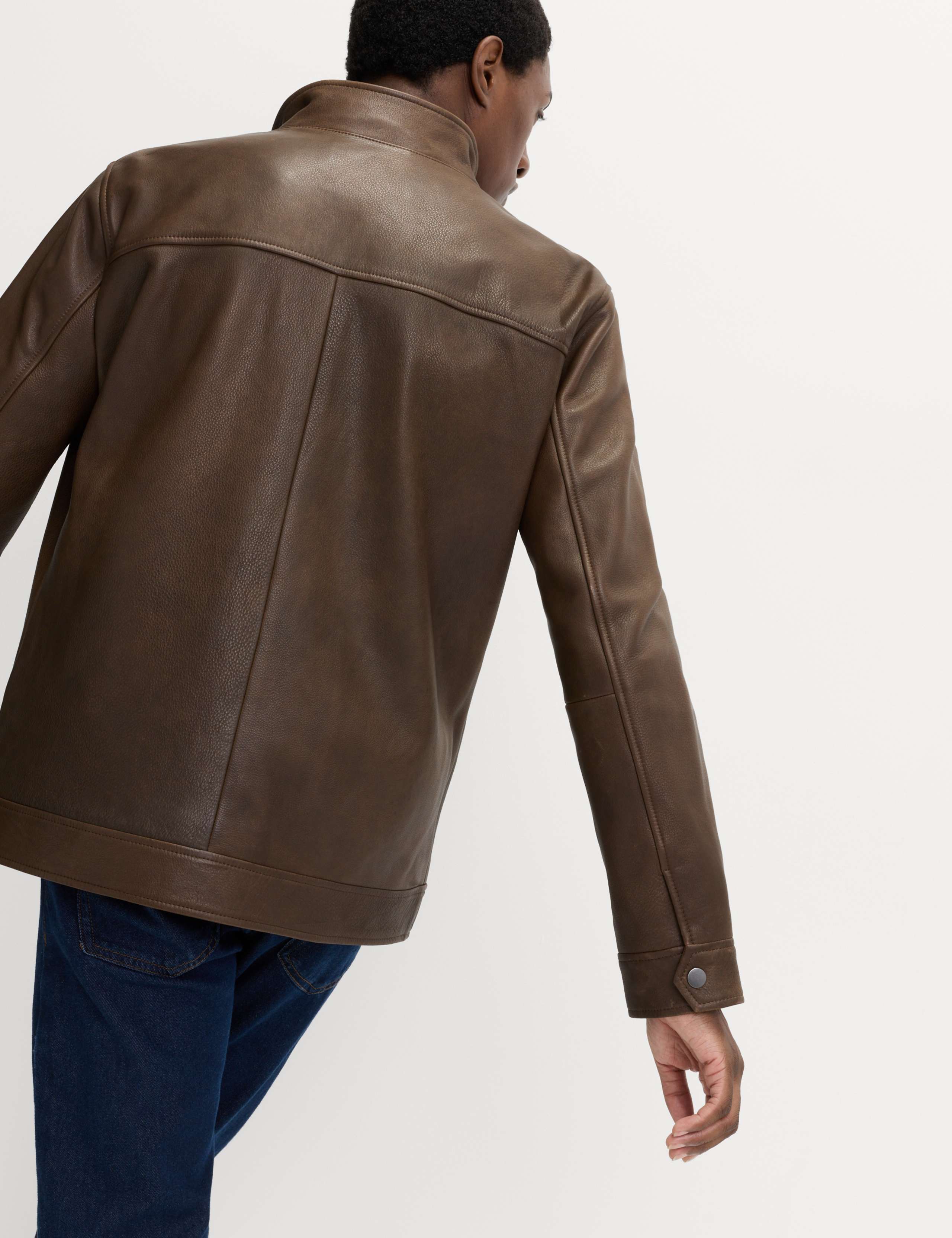 Funnel Neck Leather BikerJacket 7 of 7